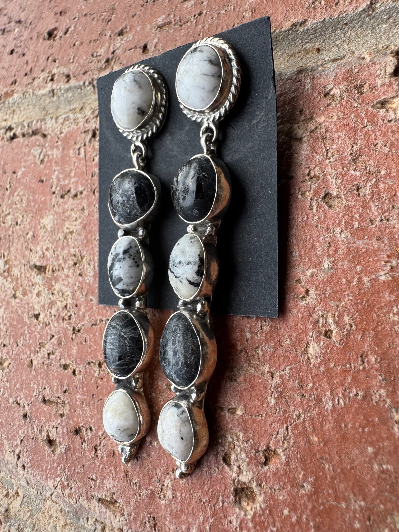 Handcrafted White Buffalo and Sterling Silver Dangle Earrings