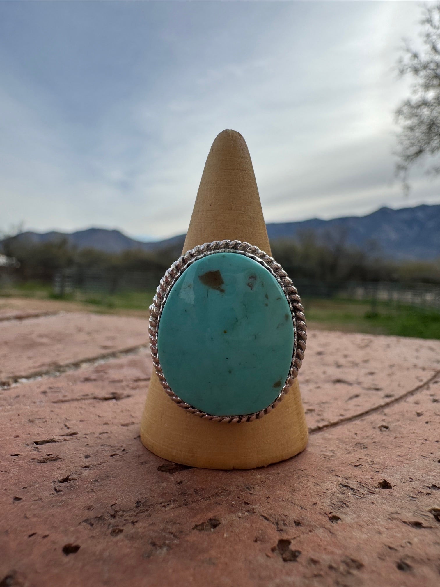 Handcrafted Round Kingman Turquoise & Sterling Silver Ring