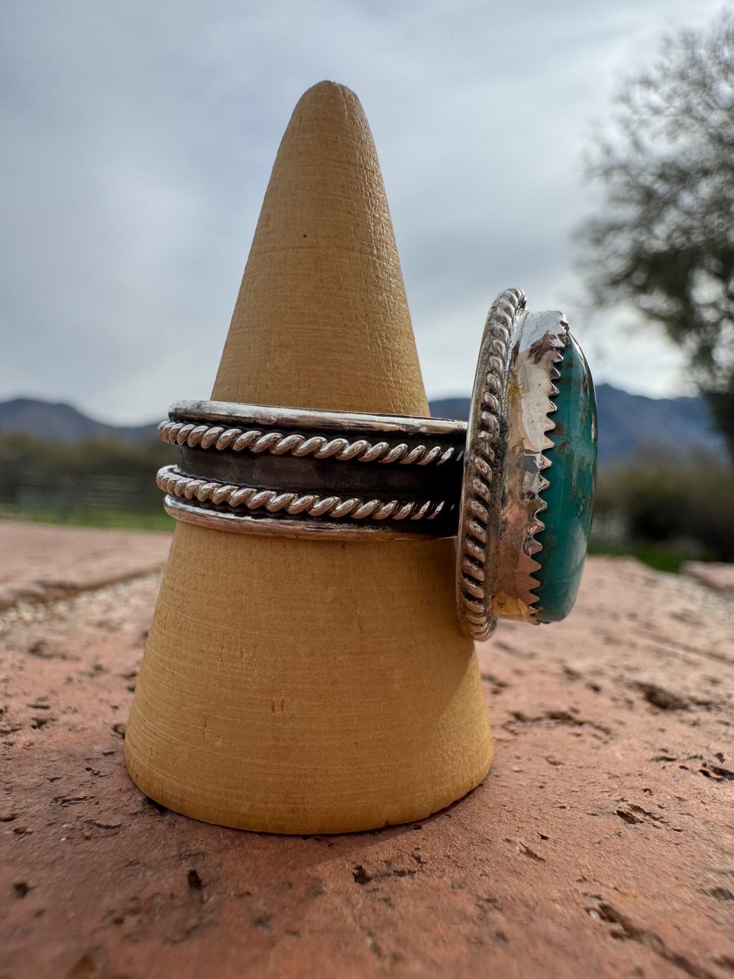 Handcrafted Teardrop Kingman Turquoise & Sterling Silver Ring