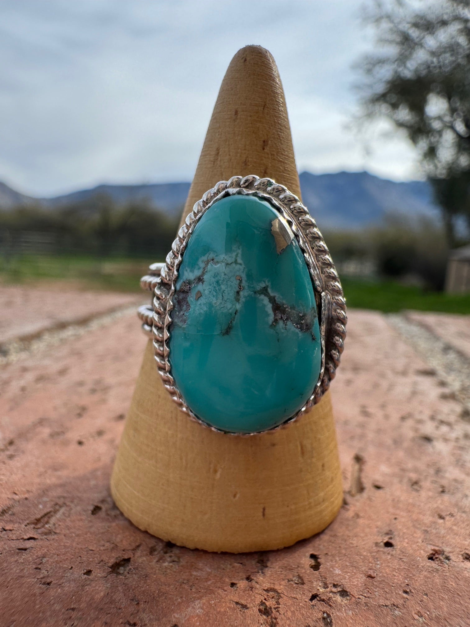 Handcrafted Teardrop Kingman Turquoise & Sterling Silver Ring