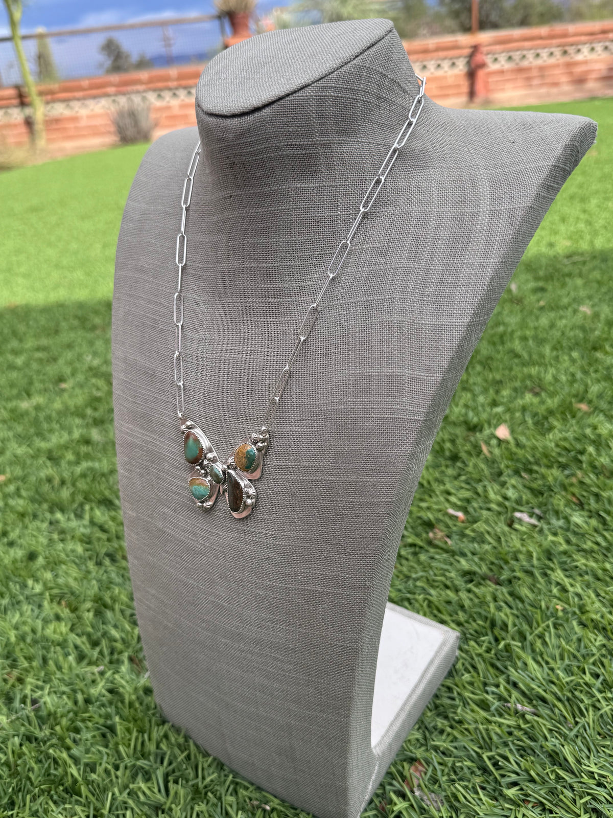 Handmade Sterling Silver & Mixed Media Turquoise Butterfly 19.5" Necklace by Roaming Buffalo