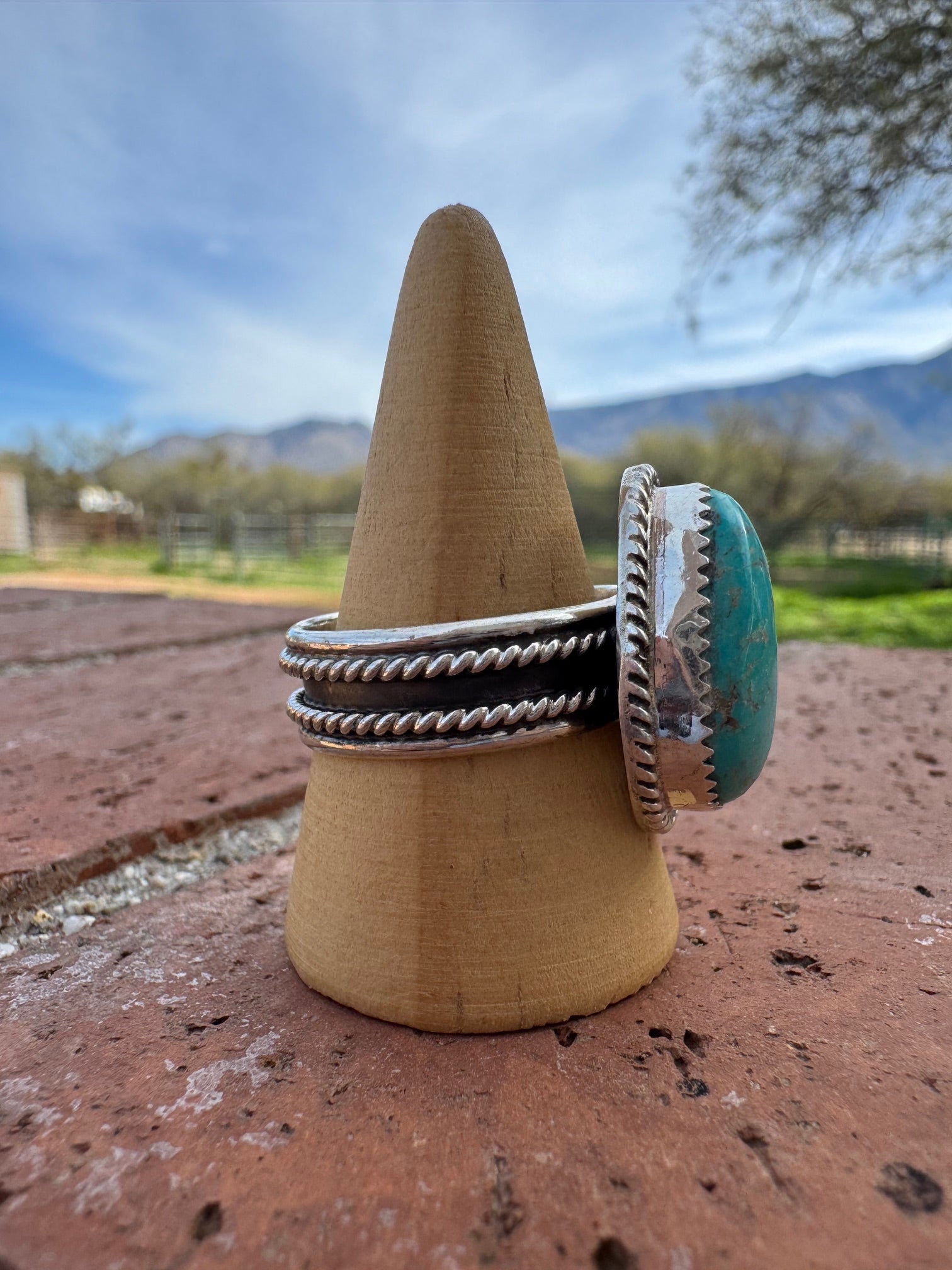 Handcrafted Teardrop Kingman Turquoise & Sterling Silver Ring
