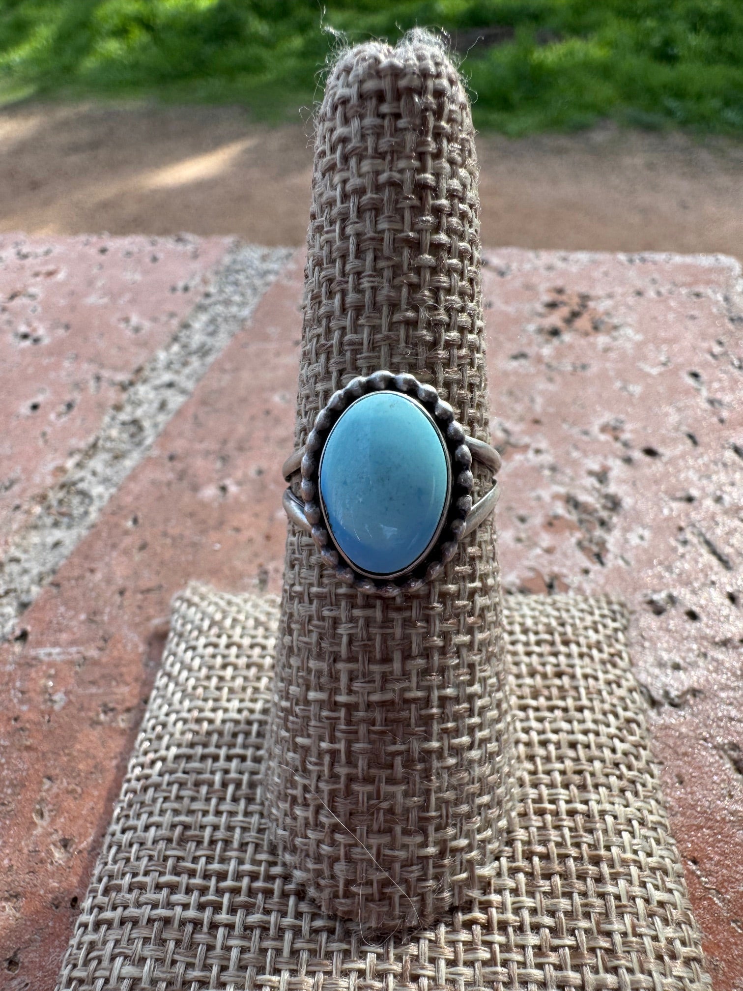 Handcrafted Oval Golden Hills Turquoise & Sterling Silver Ring size 7