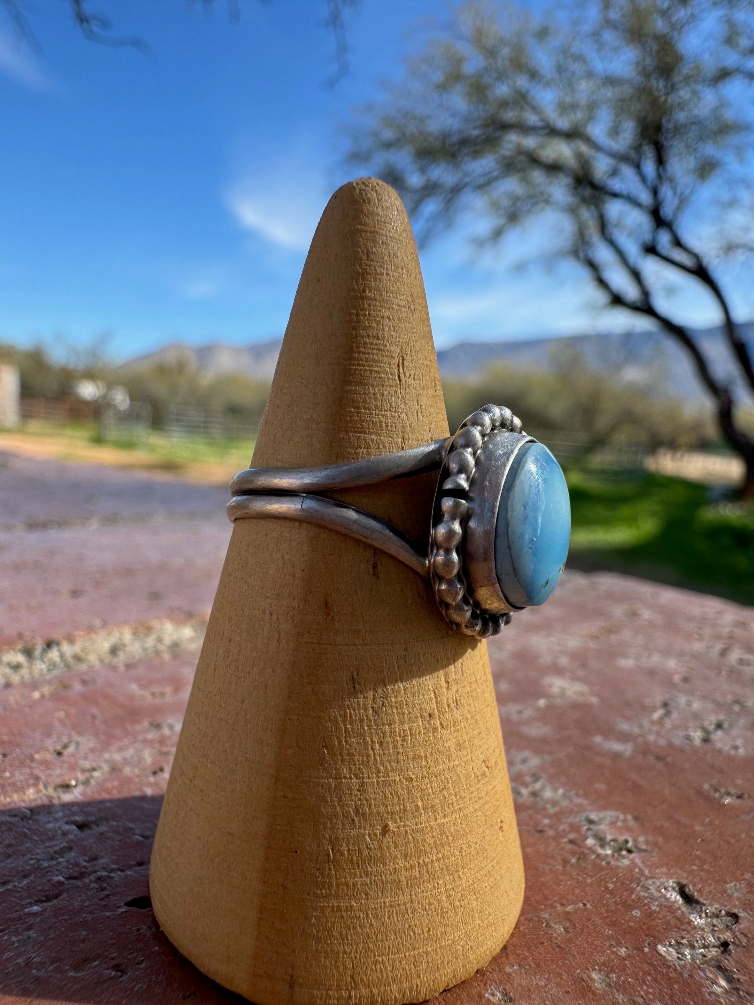Handcrafted Round Golden Hills Turquoise & Sterling Silver Ring