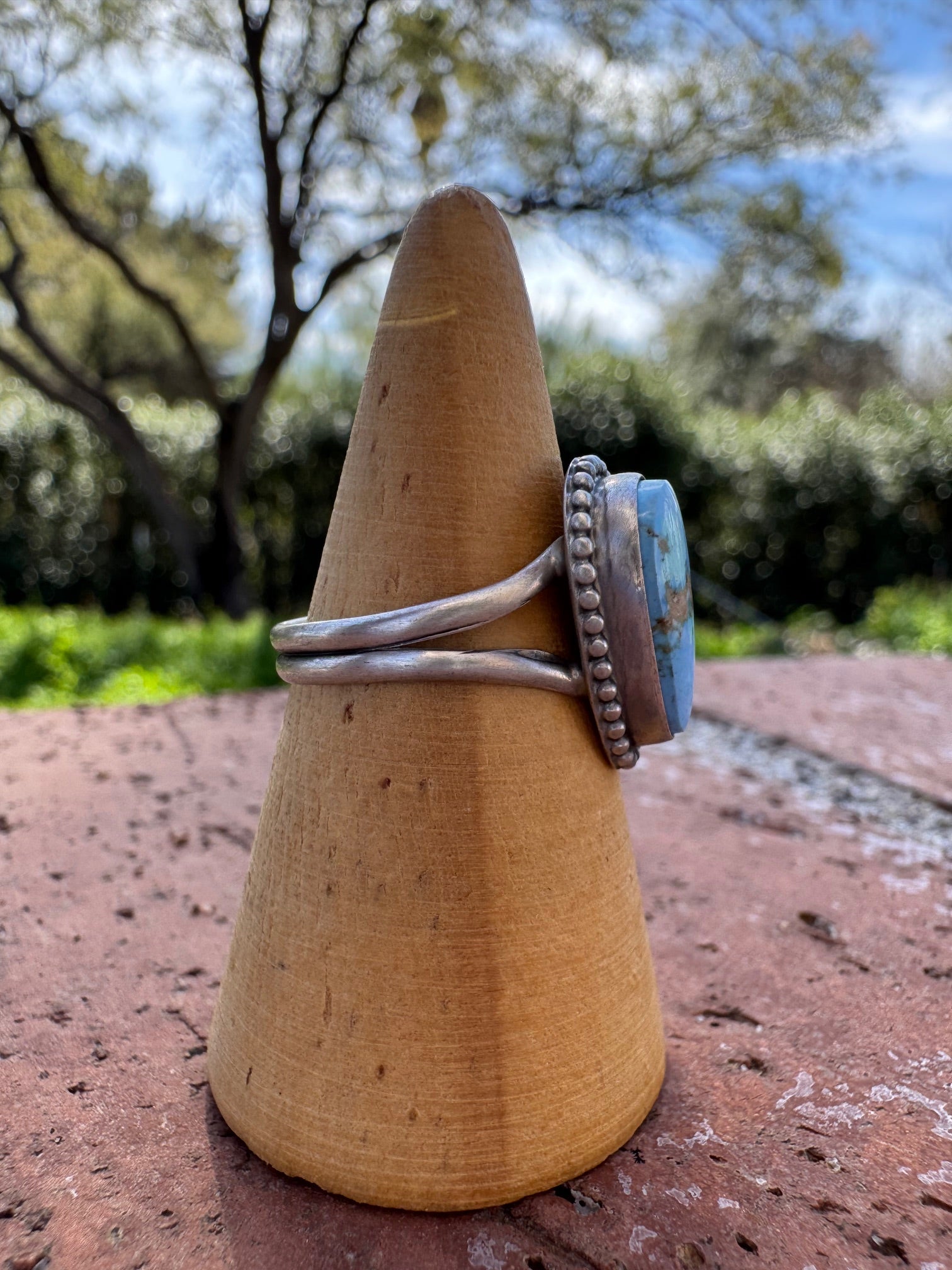 Handcrafted Teardrop Golden Hills Turquoise & Sterling Silver Ring