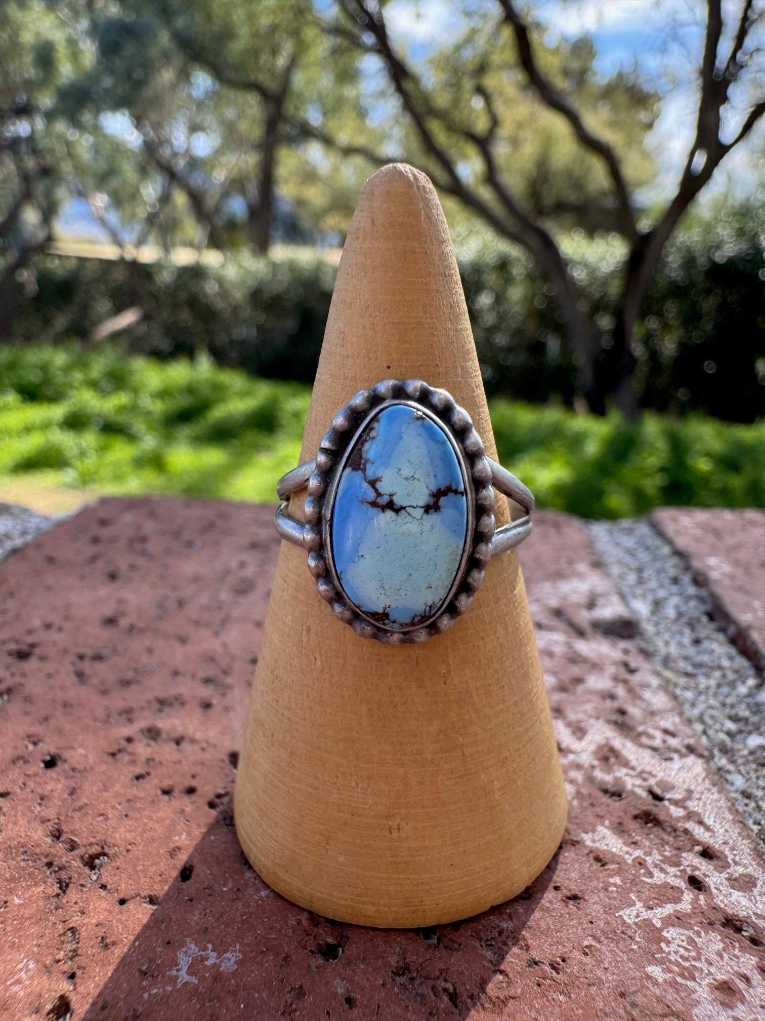 Handcrafted Oval Golden Hills Turquoise & Sterling Silver Ring