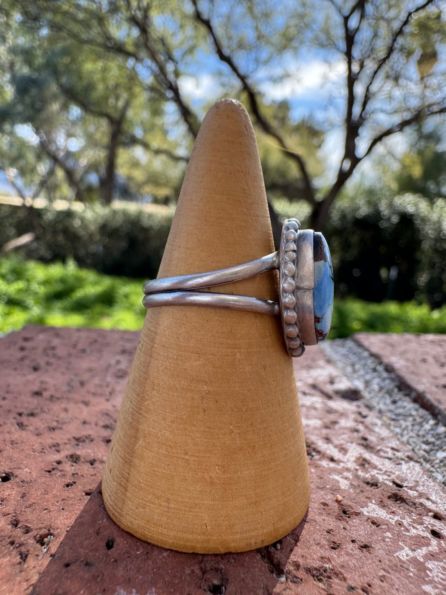 Handcrafted Oval Golden Hills Turquoise & Sterling Silver Ring