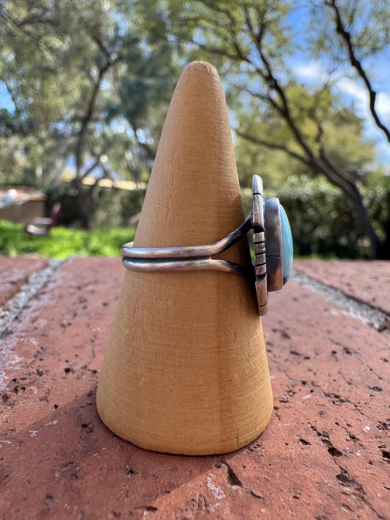 Handcrafted Oval Golden Hills Turquoise & Sterling Silver Ring size 8.5