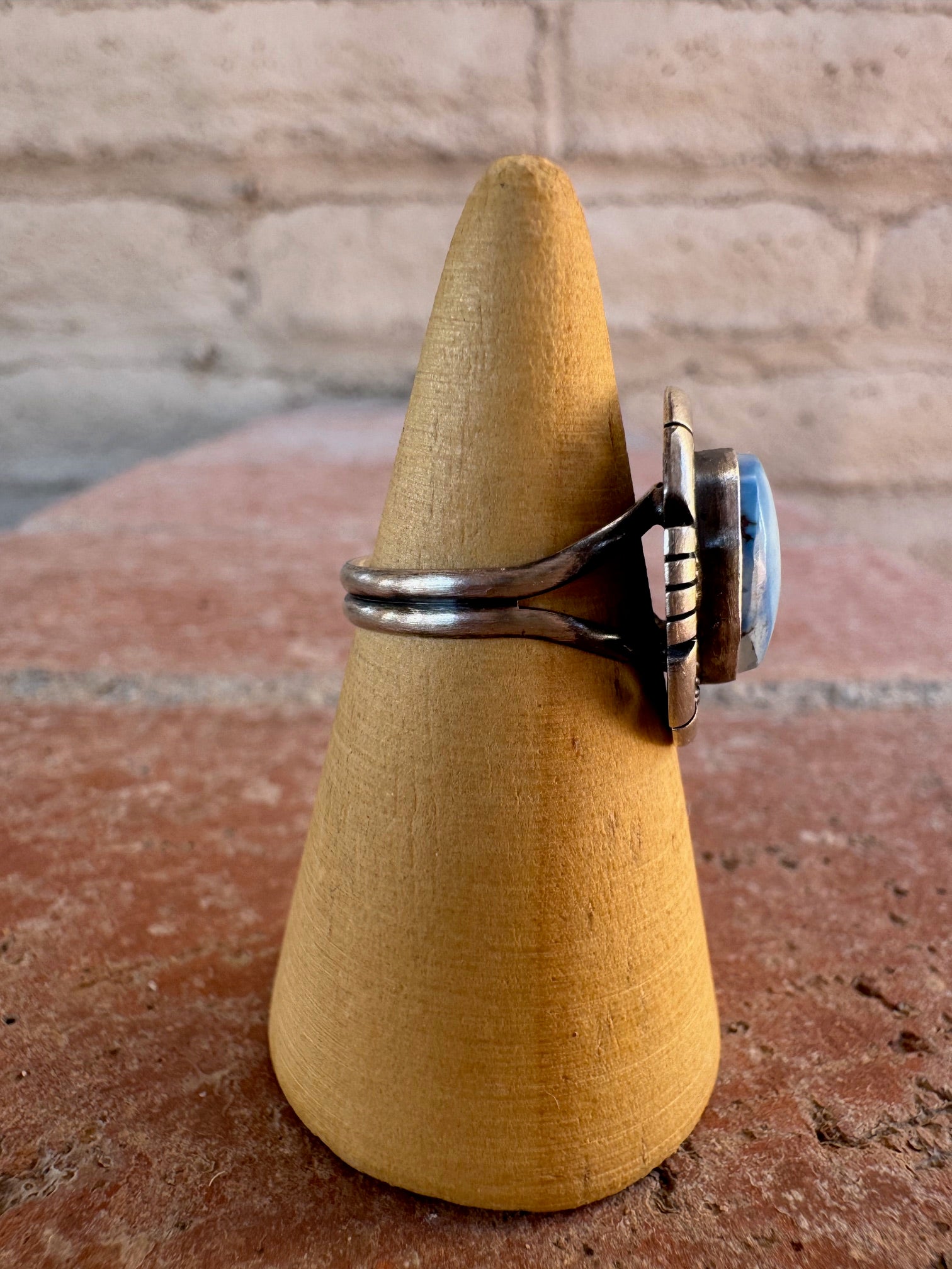 Handcrafted Round Golden Hills Turquoise & Sterling Silver Ring