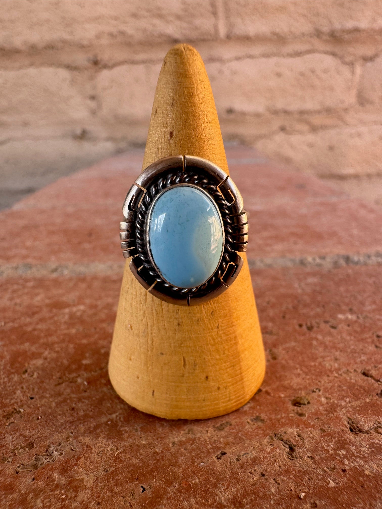 Handcrafted Oval Golden Hills Turquoise & Sterling Silver Ring size 7.75