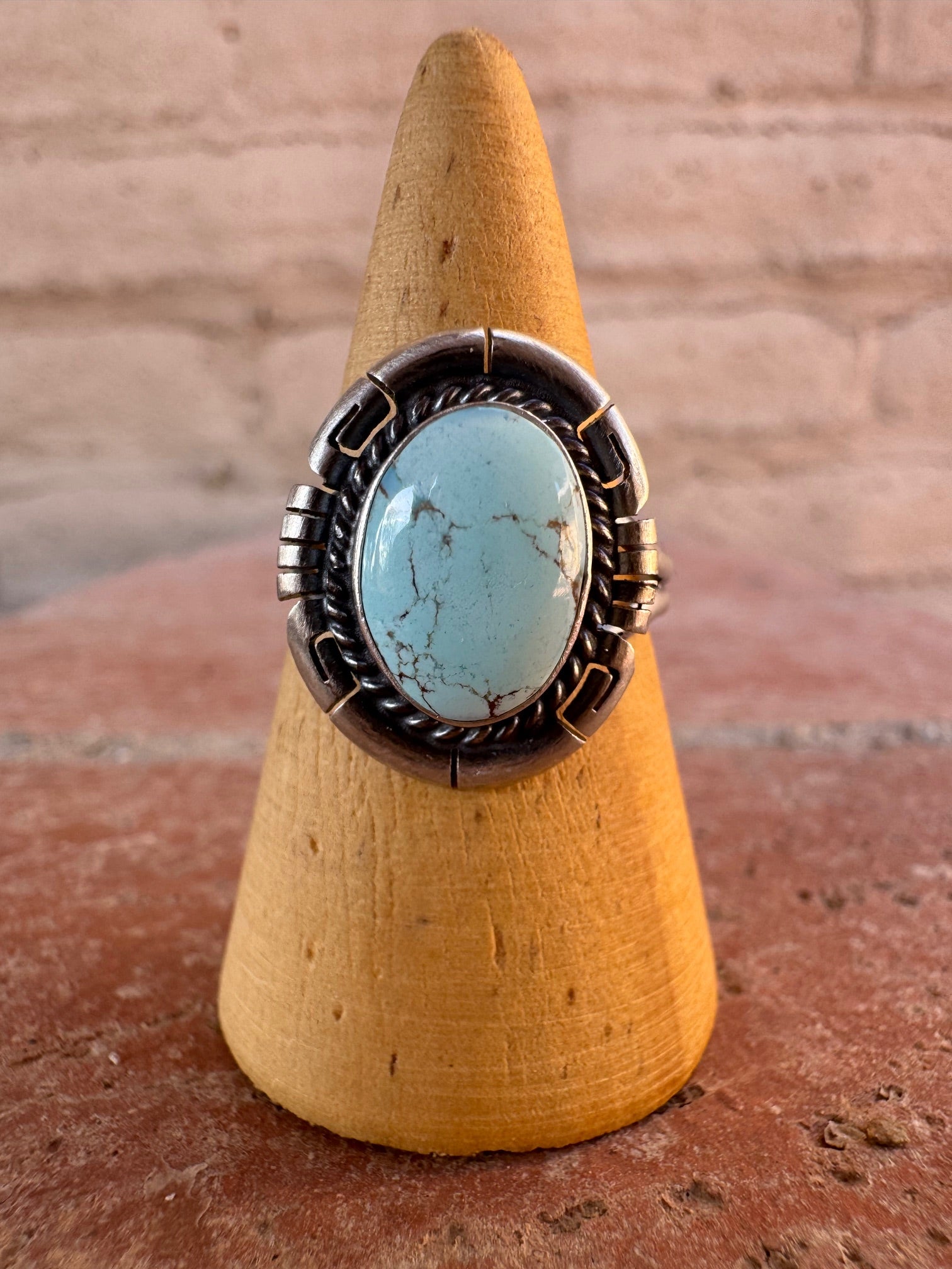 Handcrafted Oval Golden Hills Turquoise & Sterling Silver Ring