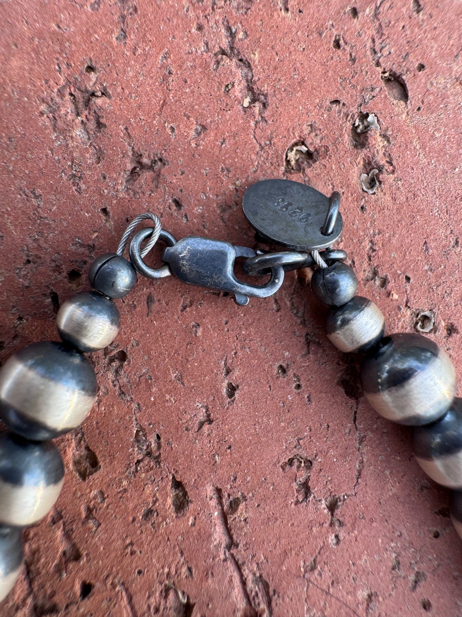 Handcrafted Spice & Sterling Silver 4-6mm Beaded Bracelet 8"