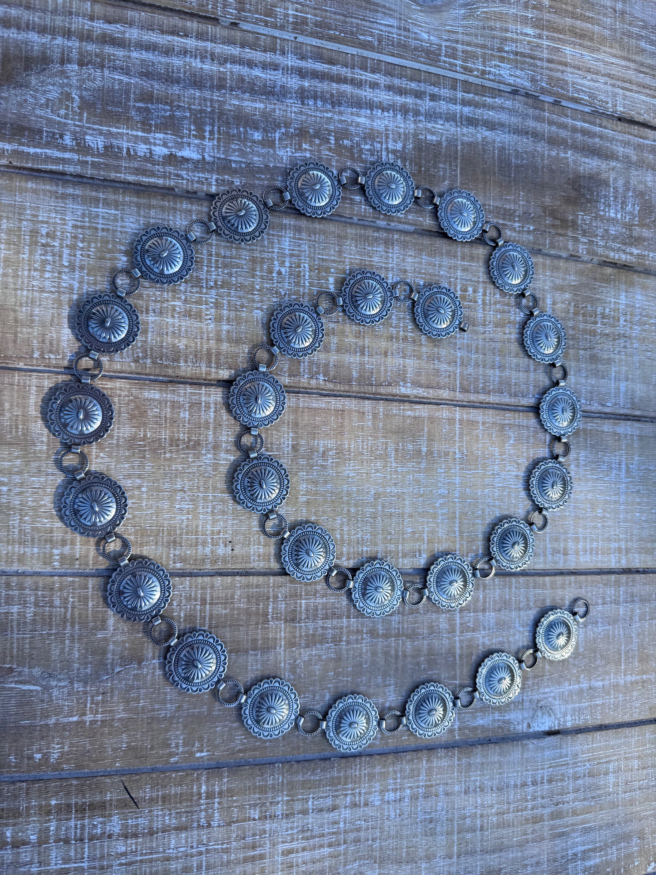 Handmade Nickel Silver Concho Belt 42"