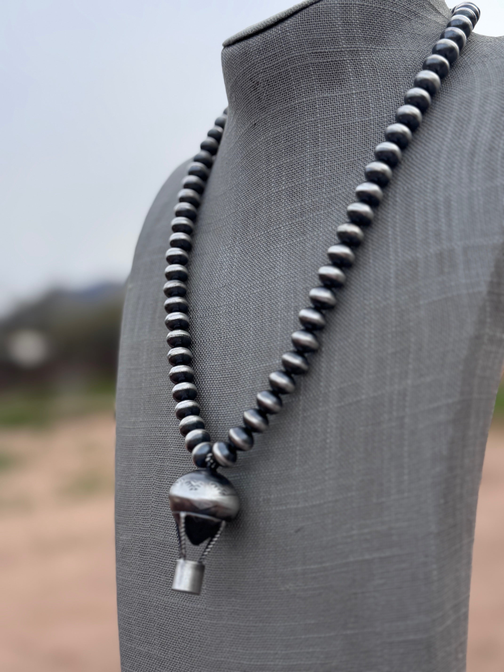 Handcrafted Sterling Silver Pearl Beaded Hot Air Balloon Necklace 22"