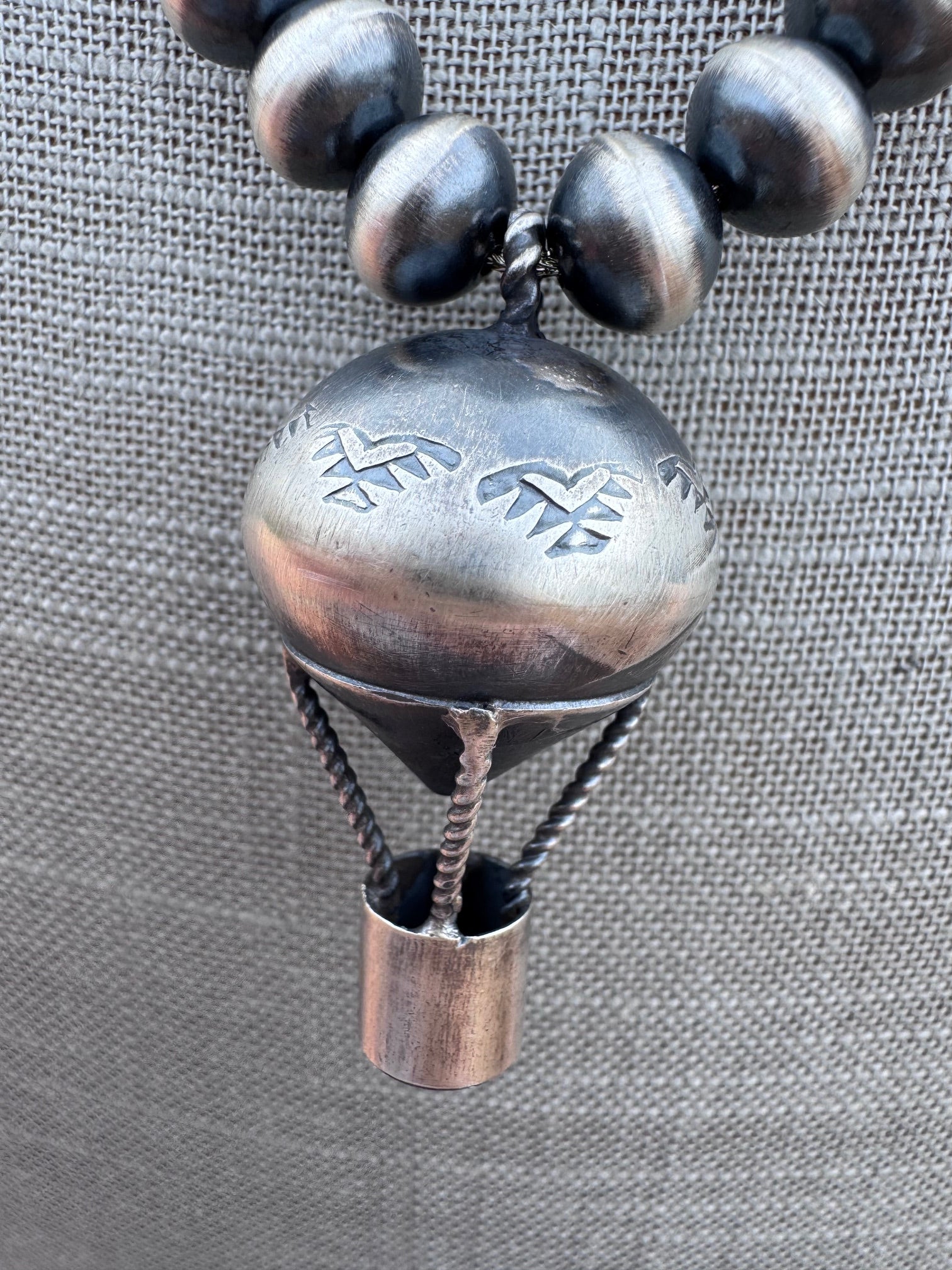 Handcrafted Sterling Silver Pearl Beaded Hot Air Balloon Necklace 22"