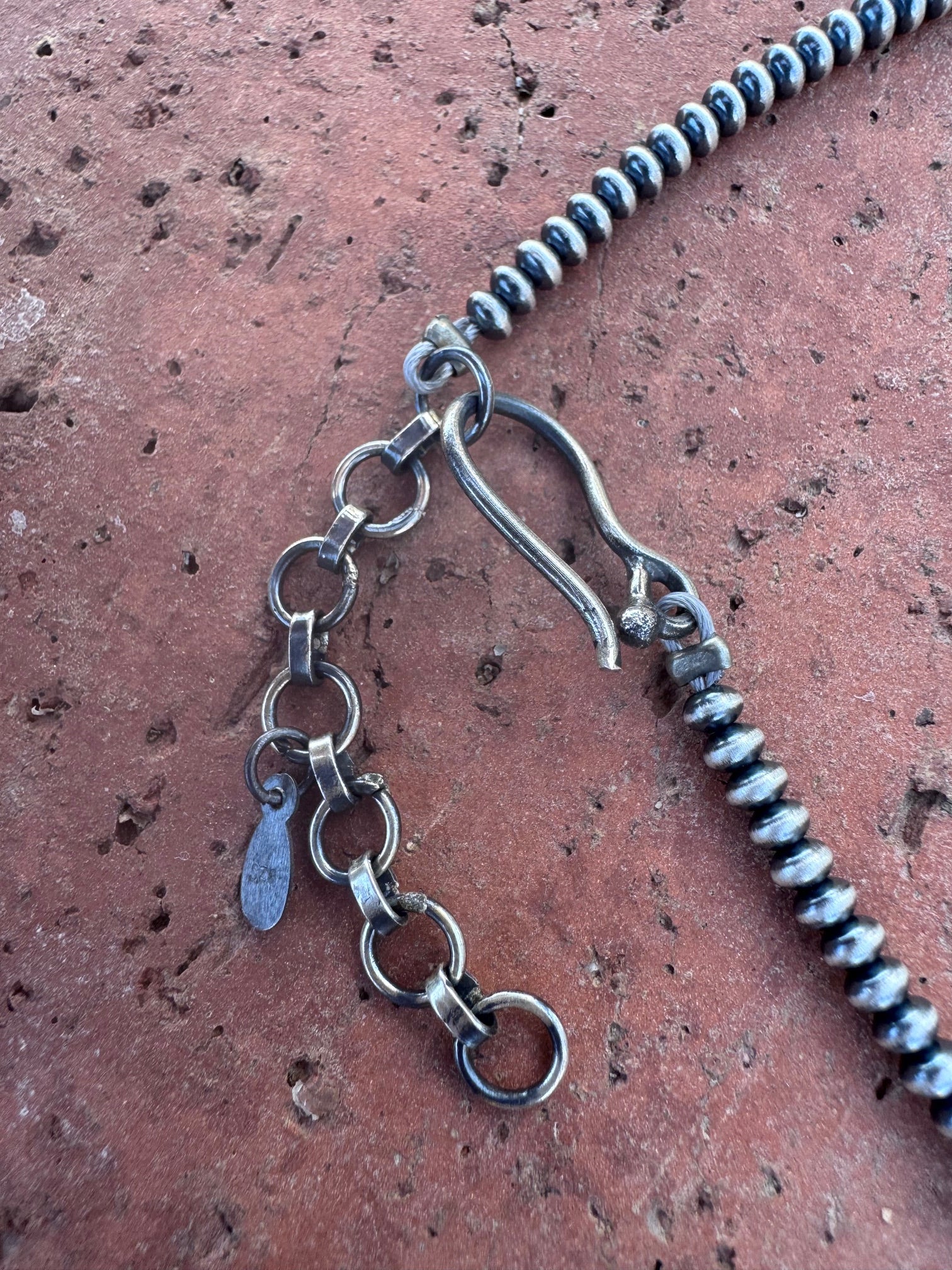 Handmade Sterling Silver 3mm Saucer Beaded Necklace 16"