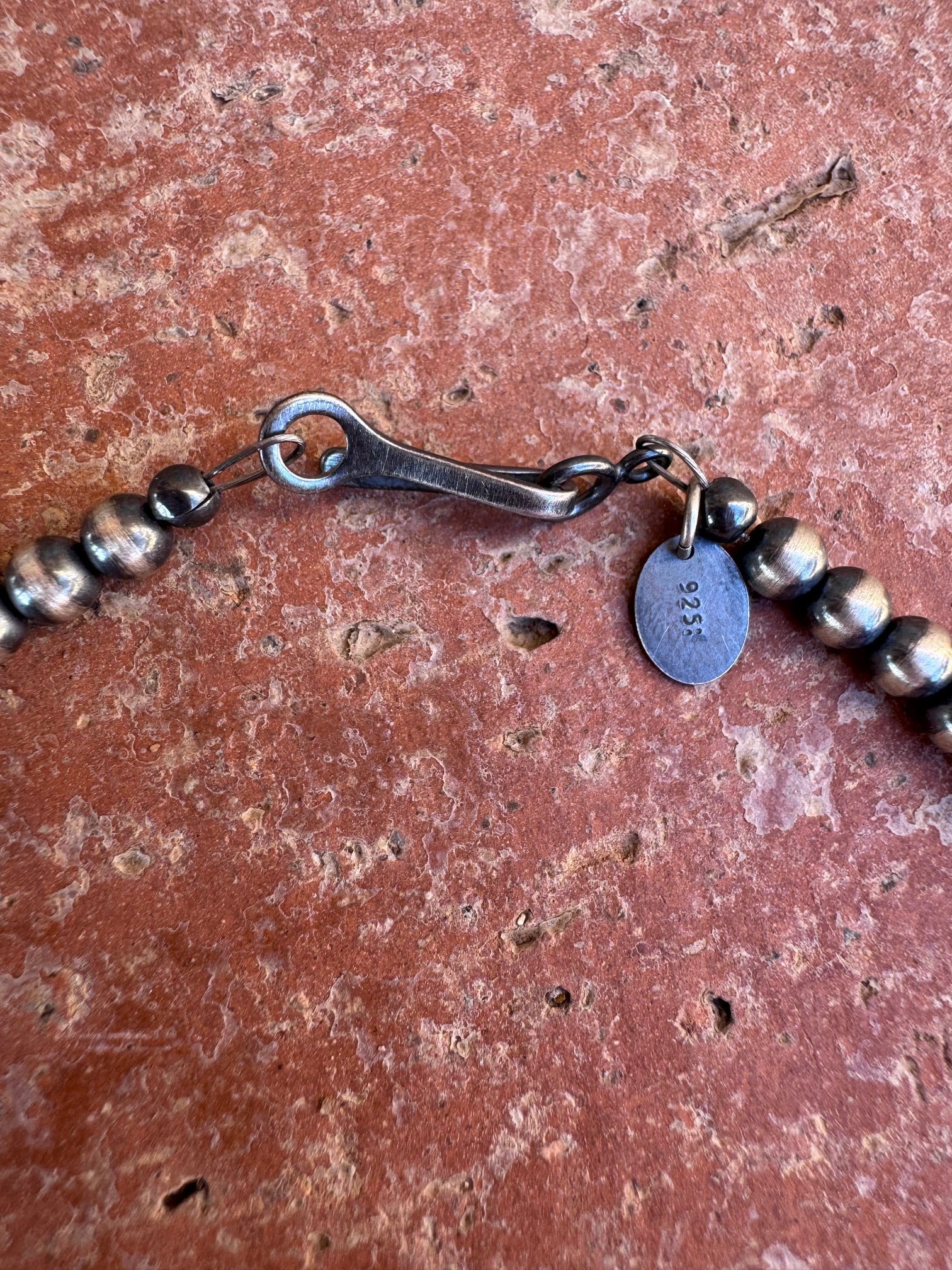 Handcrafted Royston Turquoise Sterling Silver 4-6mm Beaded Necklace 16"