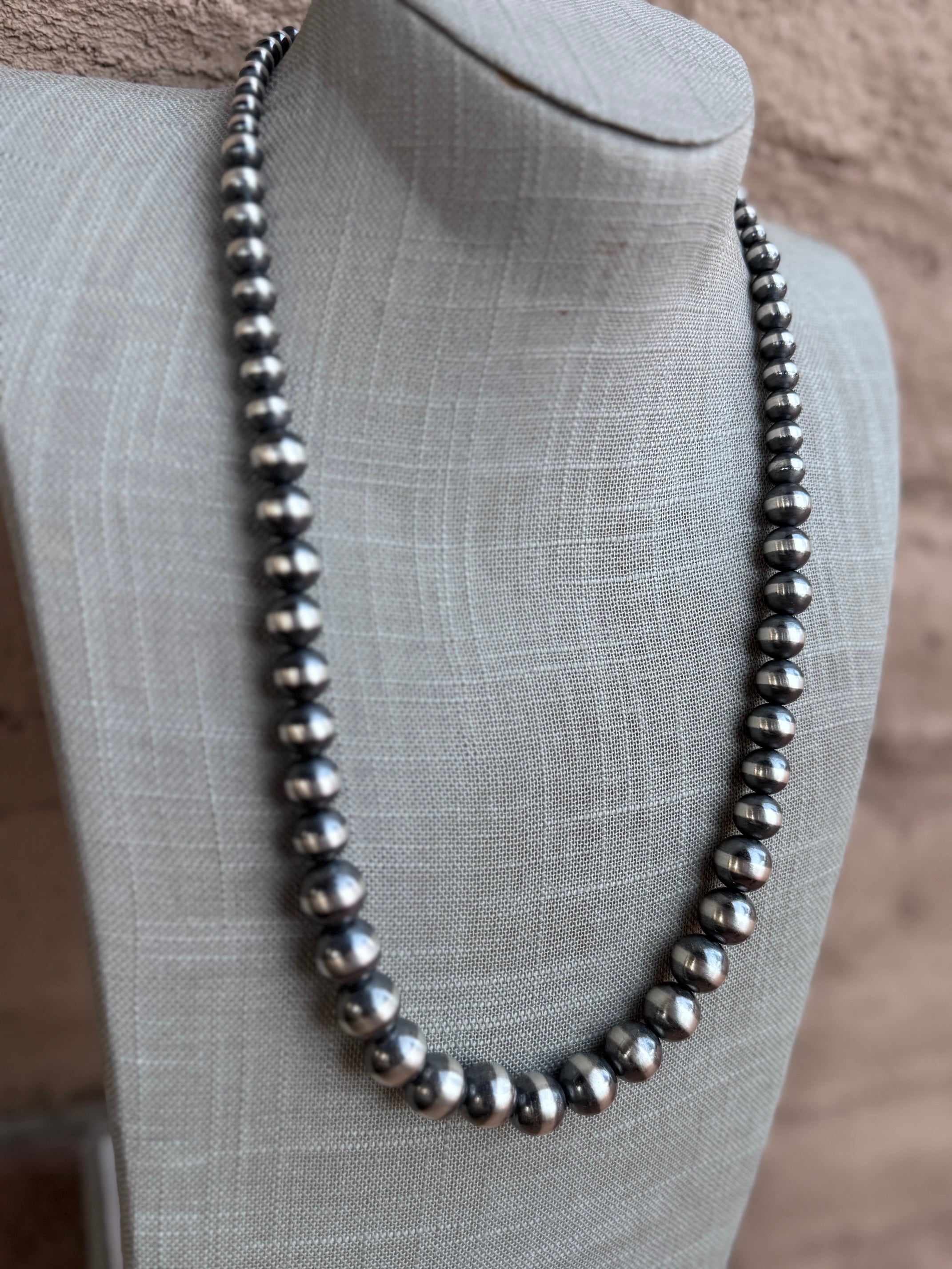 Handcrafted Graduated Sterling Silver Pearl 6-12mm Beaded Necklace