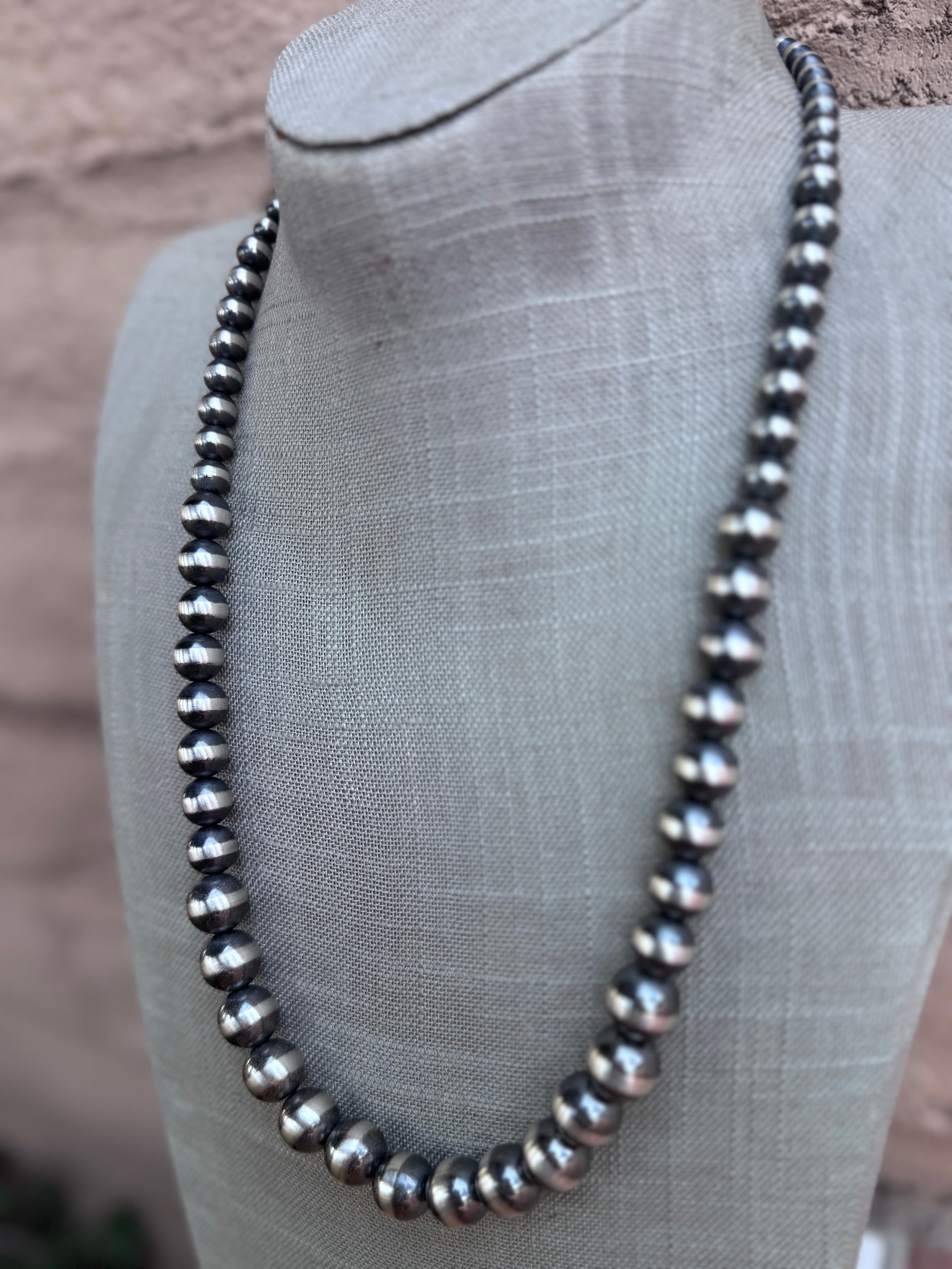 Handcrafted Graduated Sterling Silver Pearl 6-12mm Beaded Necklace
