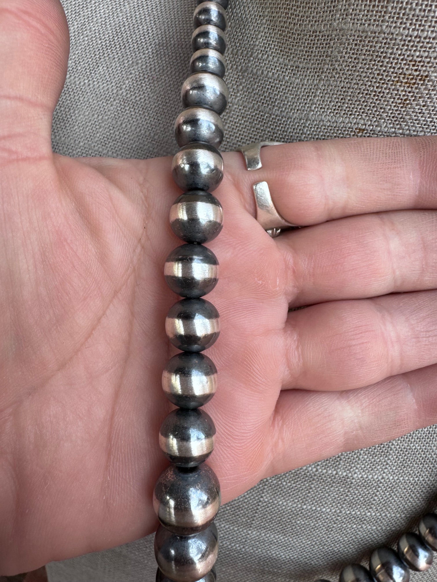 Handcrafted Graduated Sterling Silver Pearl 6-12mm Beaded Necklace