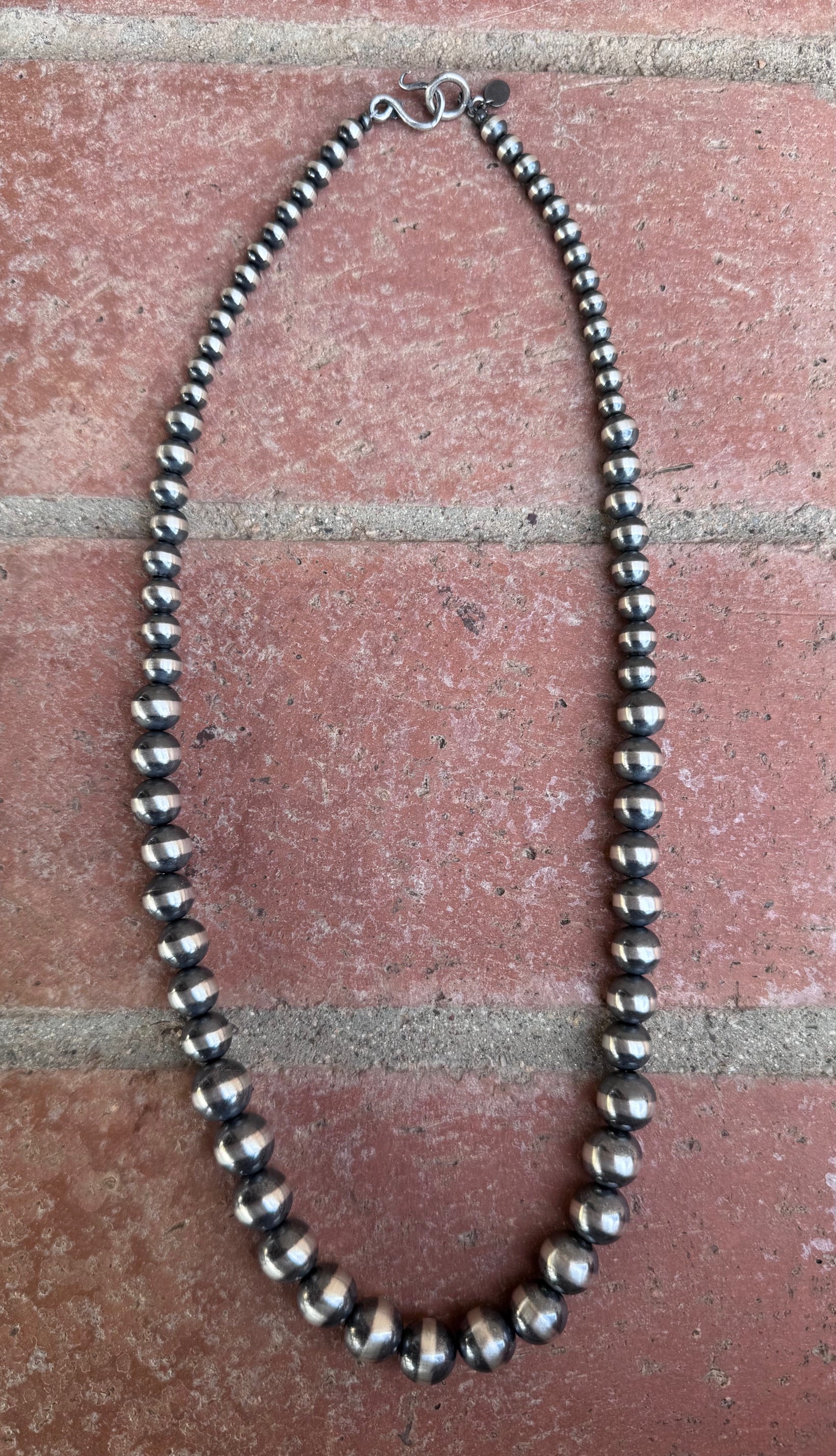 Handcrafted Graduated Sterling Silver Pearl 6-12mm Beaded Necklace