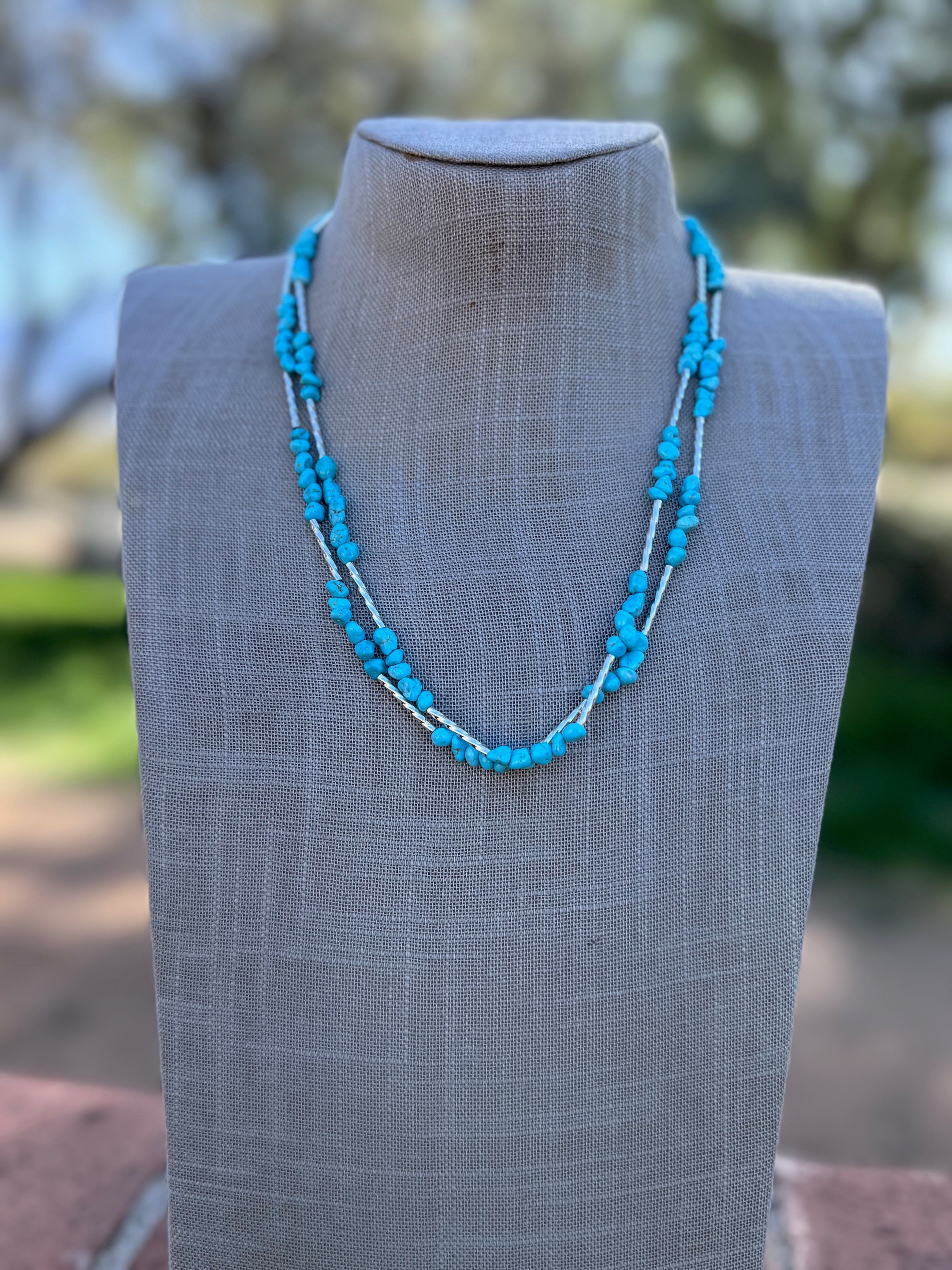 Handcrafted Kingman Turquoise Beaded Necklace