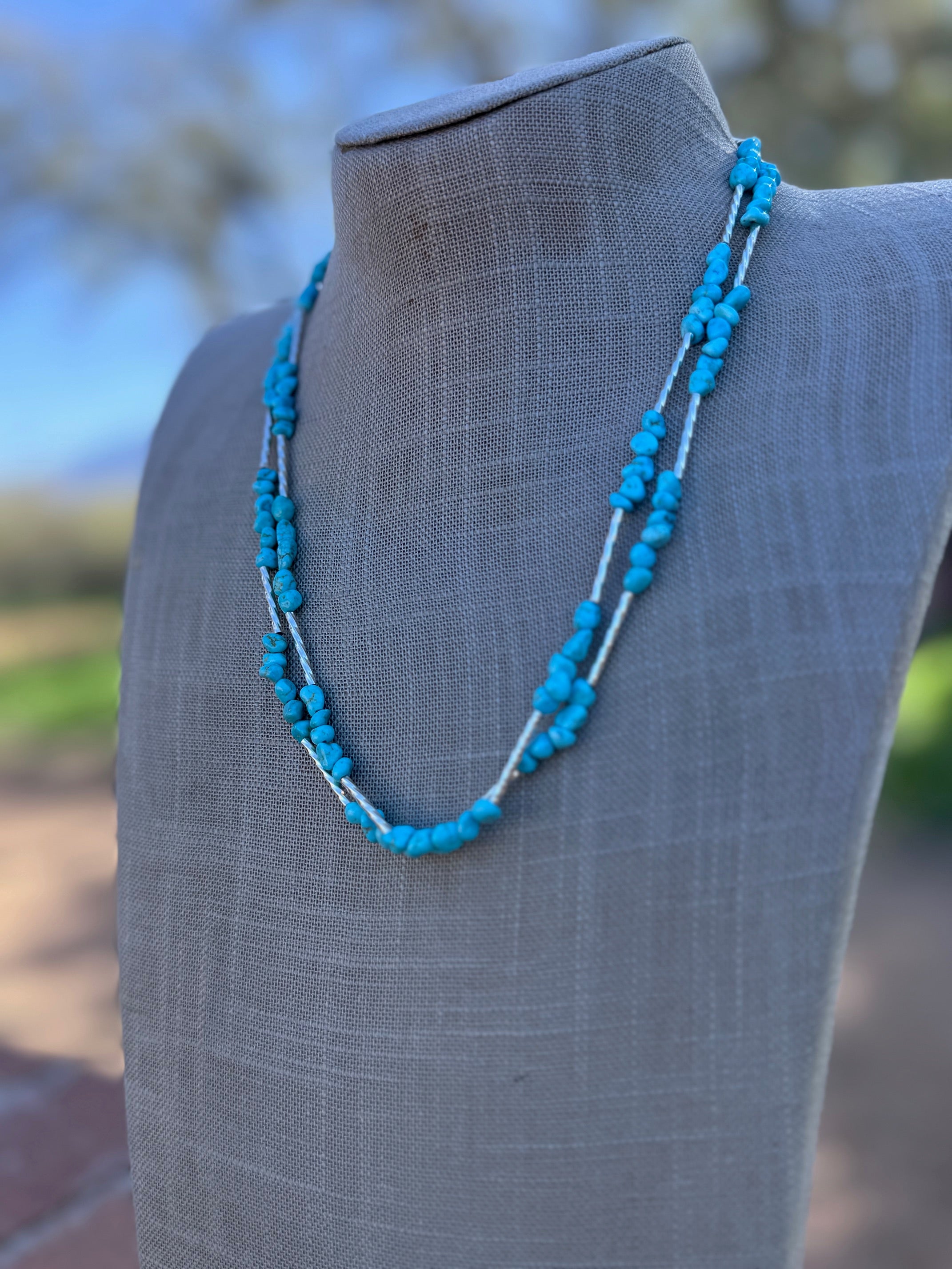Handcrafted Kingman Turquoise Beaded Necklace