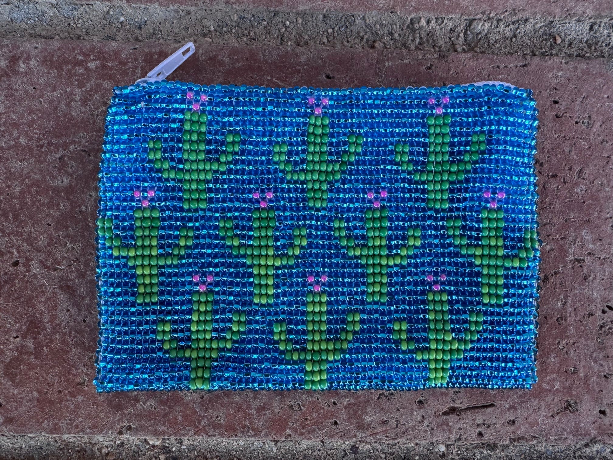 Handmade Beaded Saguaro Cactus Coin Purse