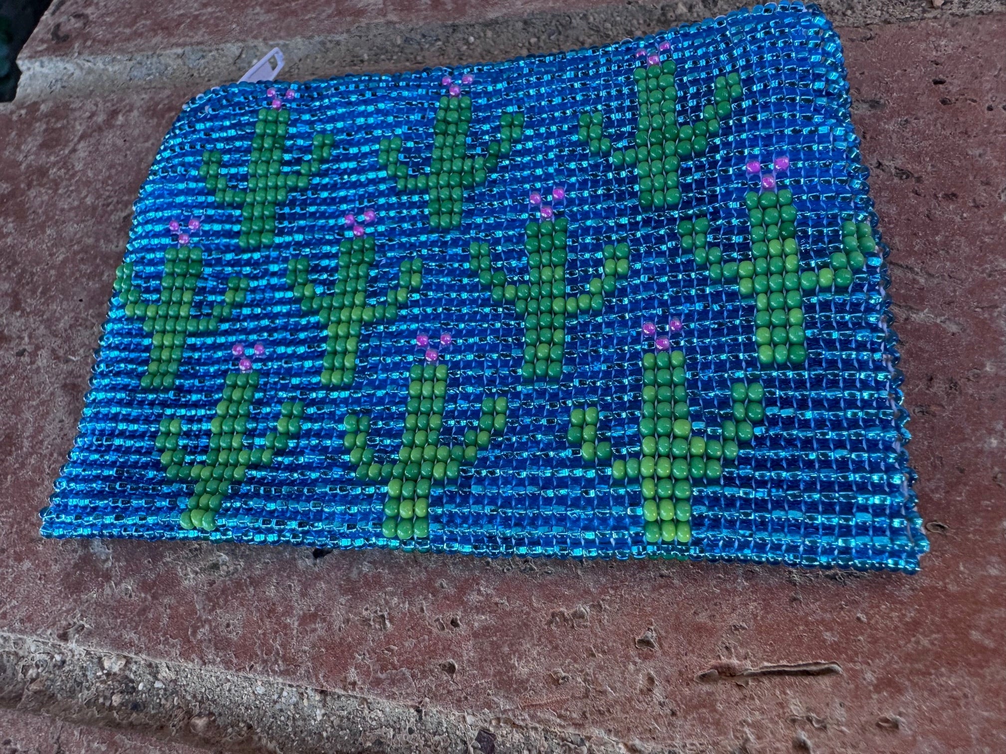 Handmade Beaded Saguaro Cactus Coin Purse
