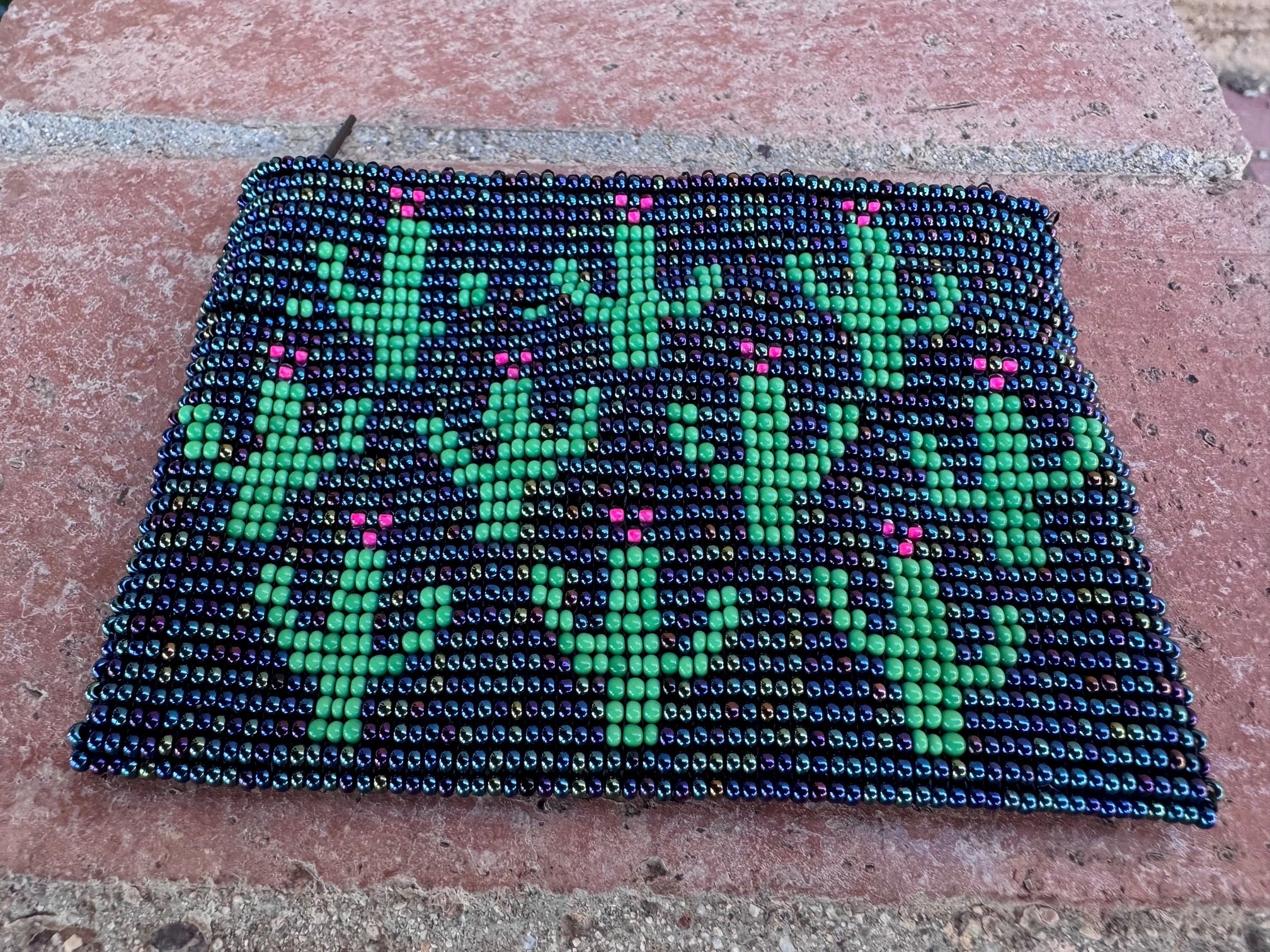 Handmade Beaded Saguaro Cactus Coin Purse