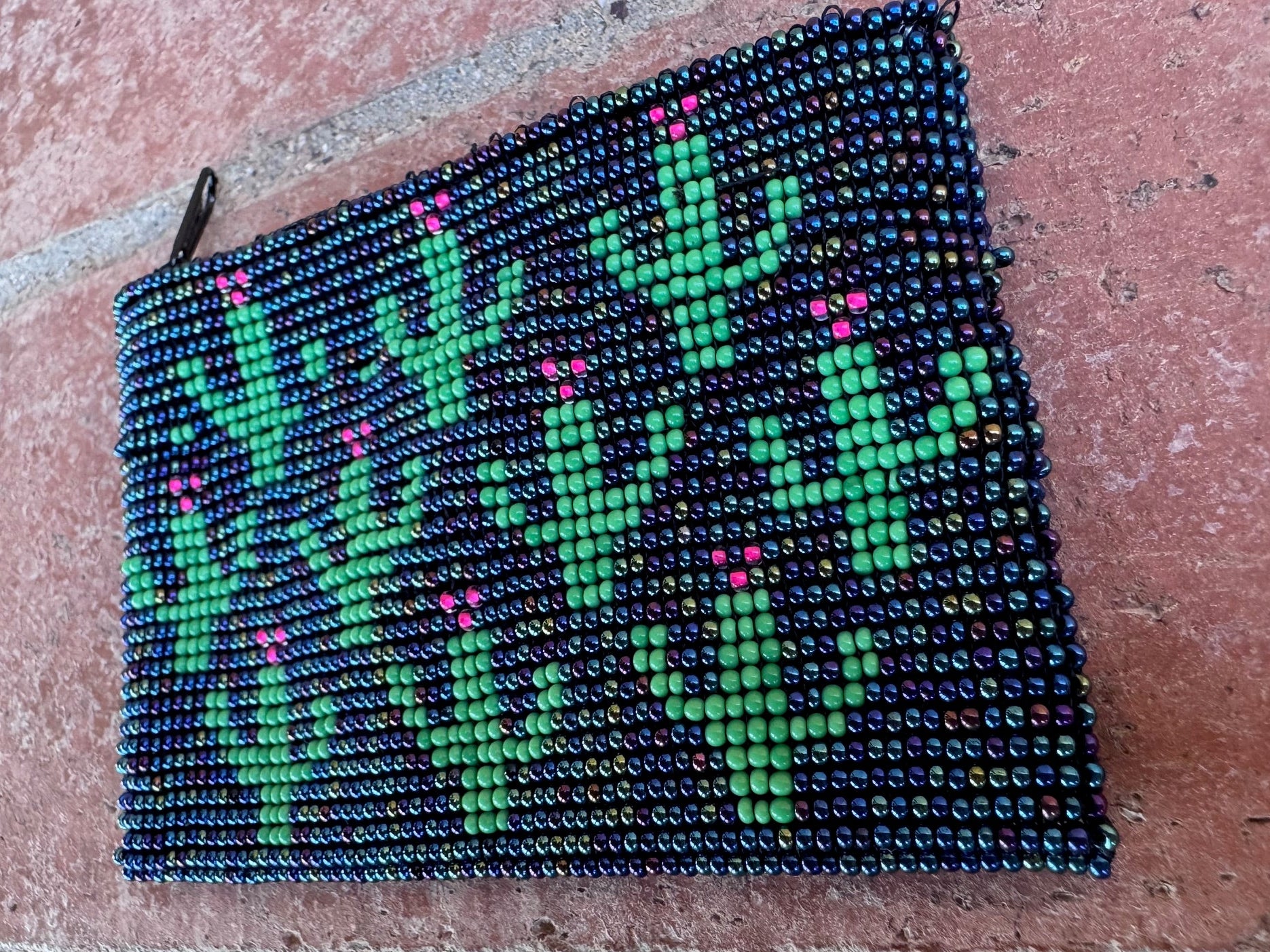 Handmade Beaded Saguaro Cactus Coin Purse