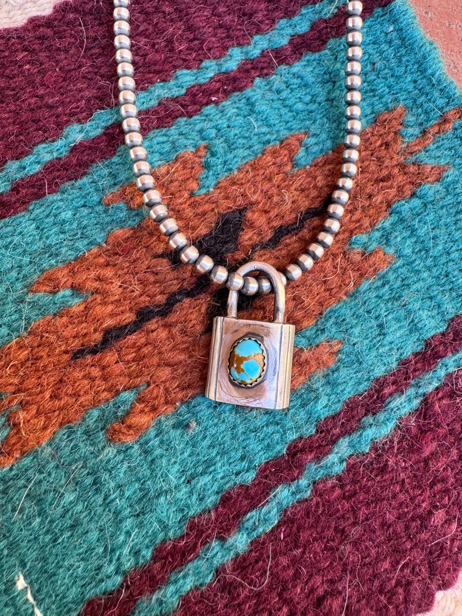 Handcrafted Number 8 Turquoise & Sterling Silver Locket Pendant by Leroy James