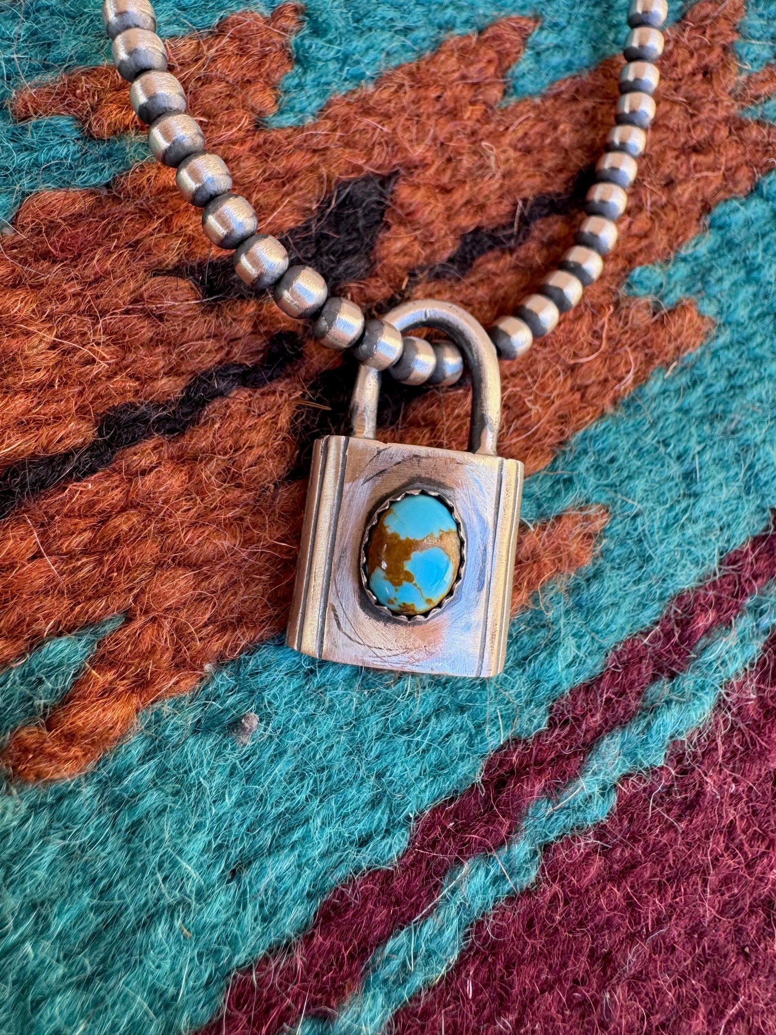 Handcrafted Number 8 Turquoise & Sterling Silver Locket Pendant by Leroy James