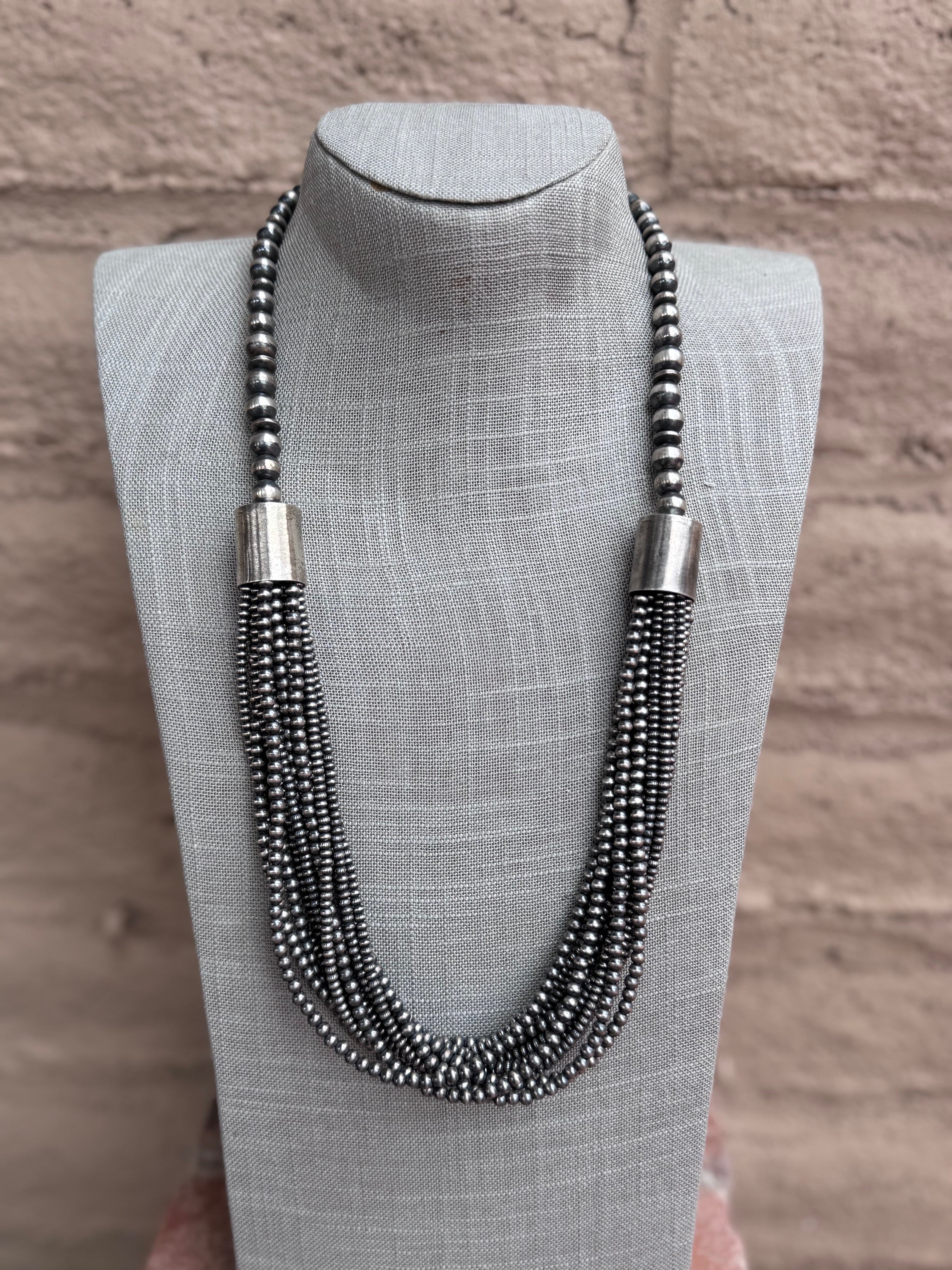 Handcrafted Sterling Silver Pearl 3mm-10mm 12 Strand Necklace 27"