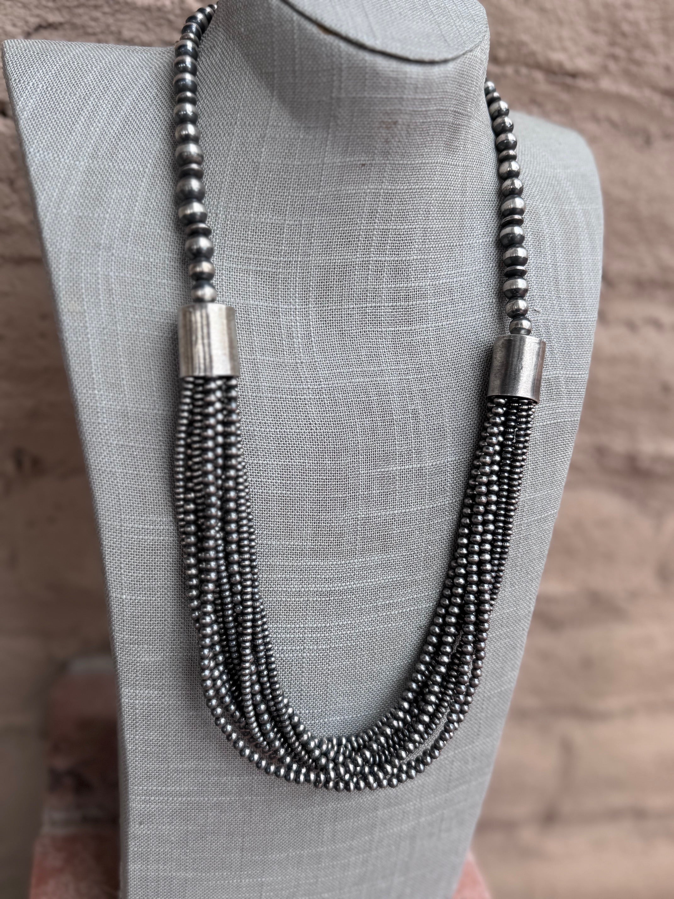 Handcrafted Sterling Silver Pearl 3mm-10mm 12 Strand Necklace 27"