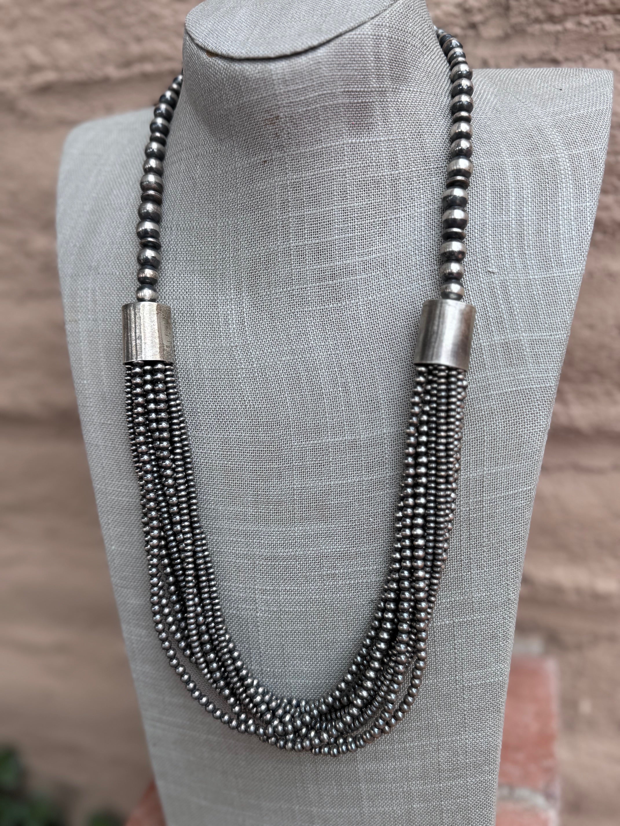 Handcrafted Sterling Silver Pearl 3mm-10mm 12 Strand Necklace 27"