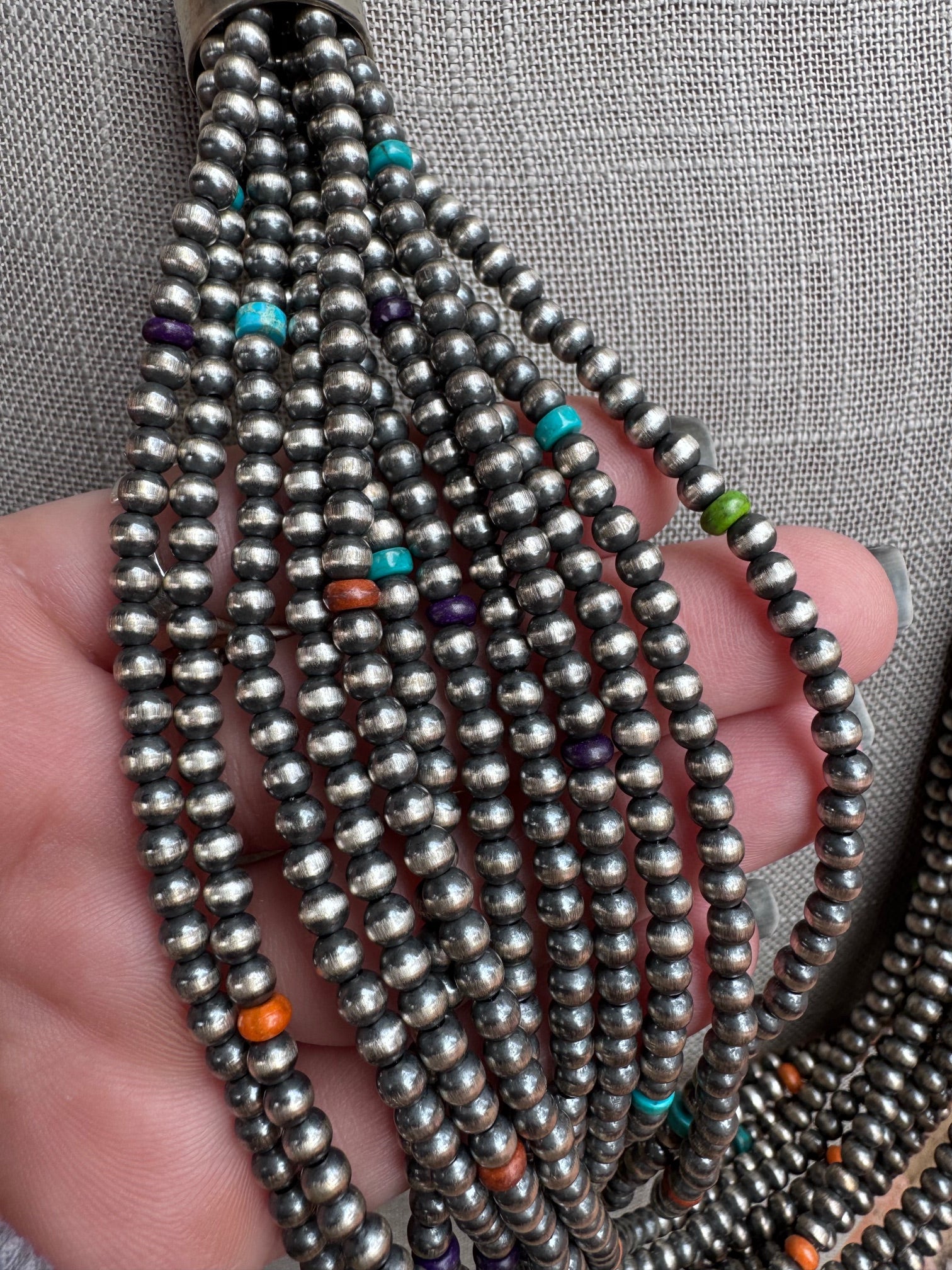 Handcrafted Pearl Multi Stone 3mm-10mm 12 Strand Necklace 28"