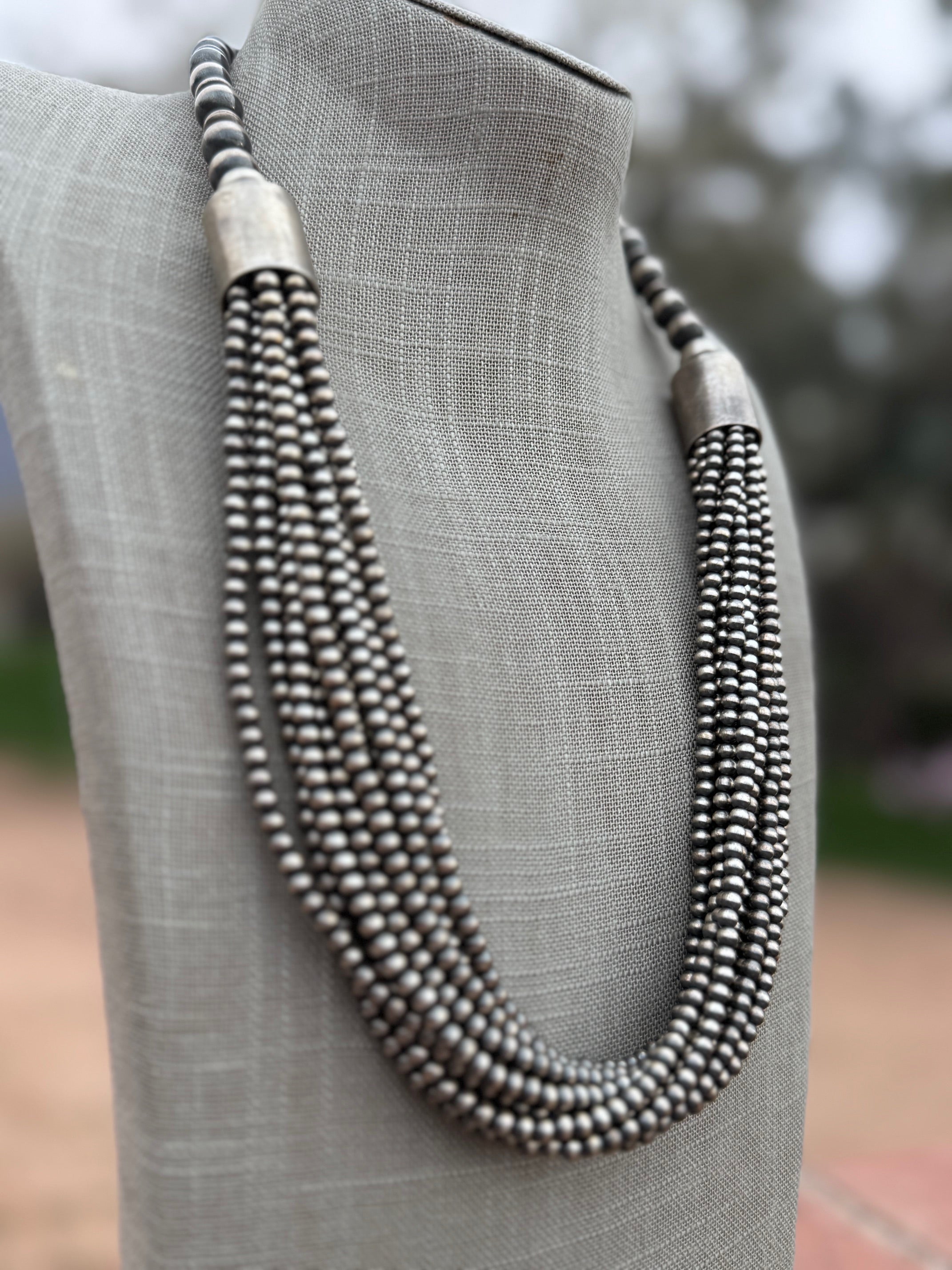 Handcrafted Sterling Silver Pearl 4mm-10mm 12 Strand Necklace 25"