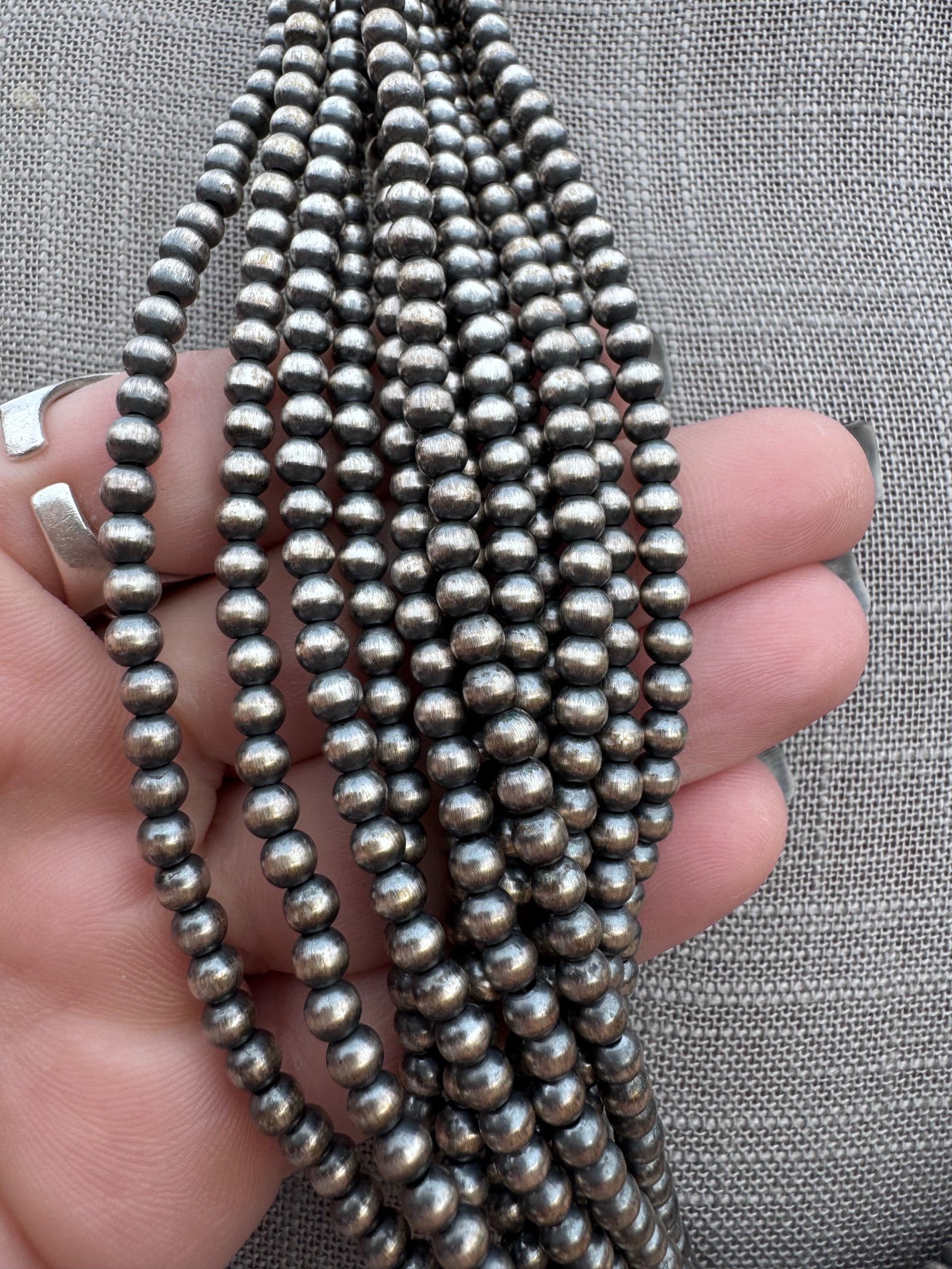 Handcrafted Sterling Silver Pearl 4mm-10mm 12 Strand Necklace 25"