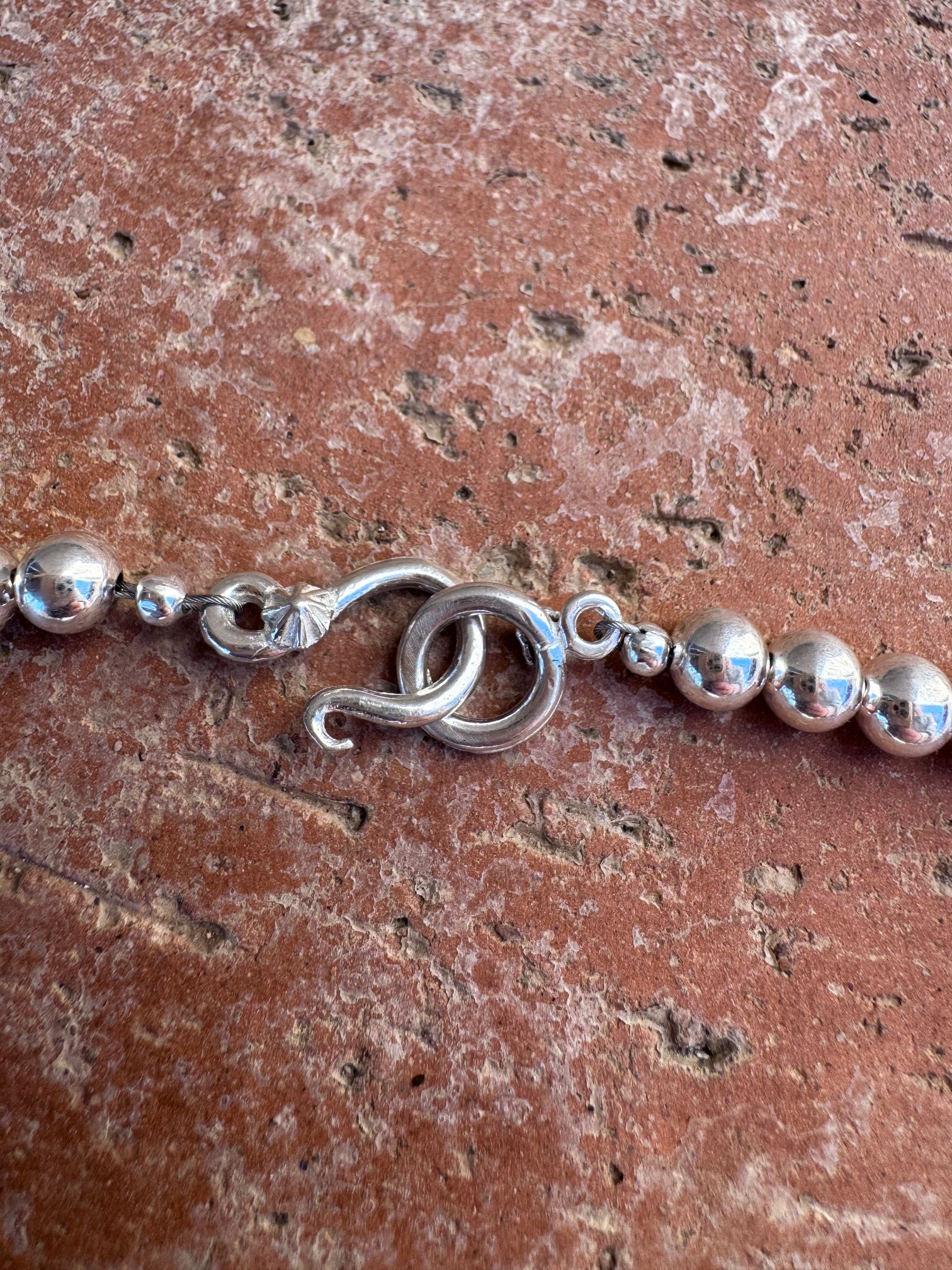 Handcrafted Sterling Silver Elegant Pearl Style Beaded Necklace 8mm