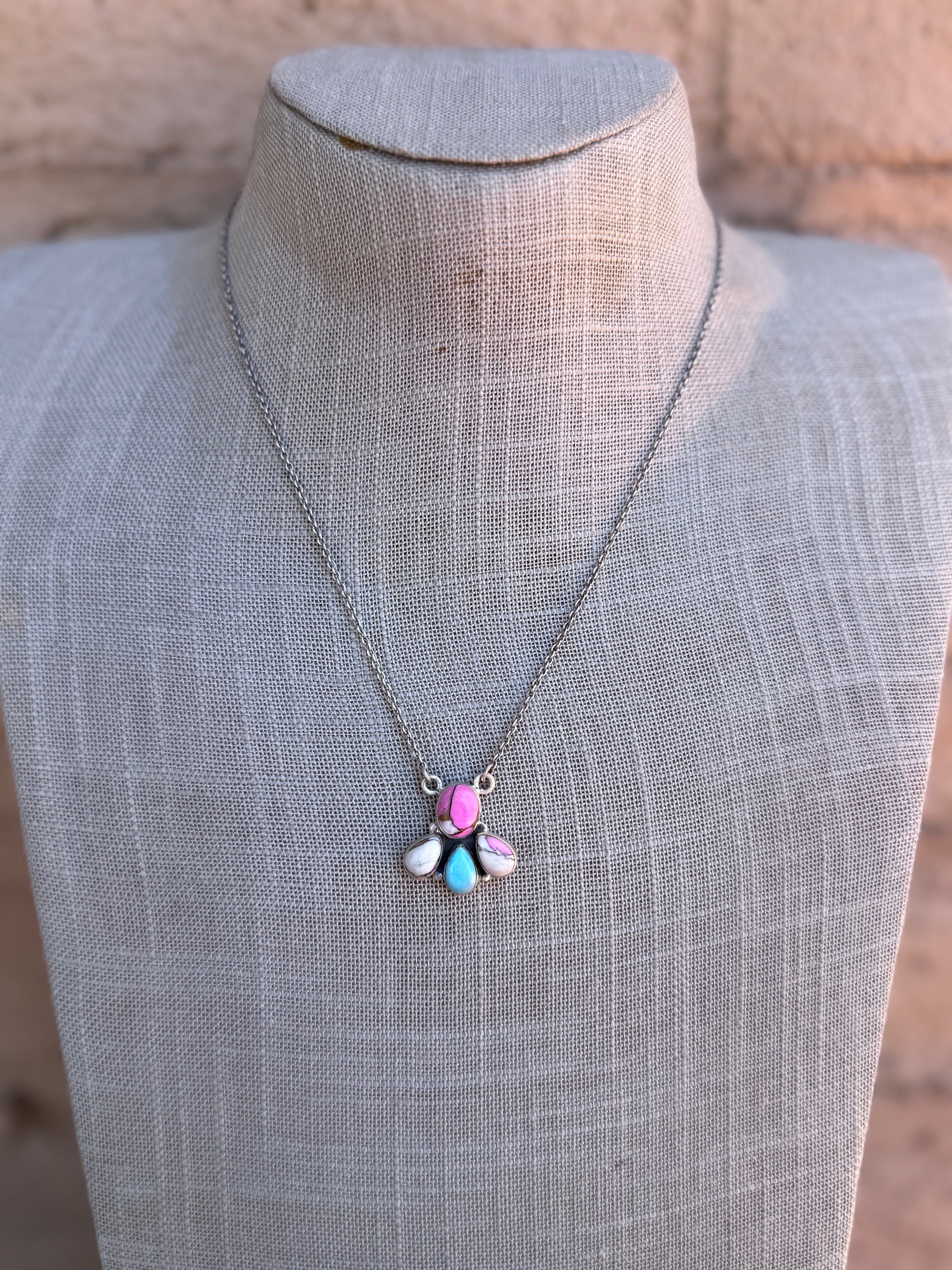 Handmade Sterling Silver Cotton Candy Necklace with Signed Nizhoni