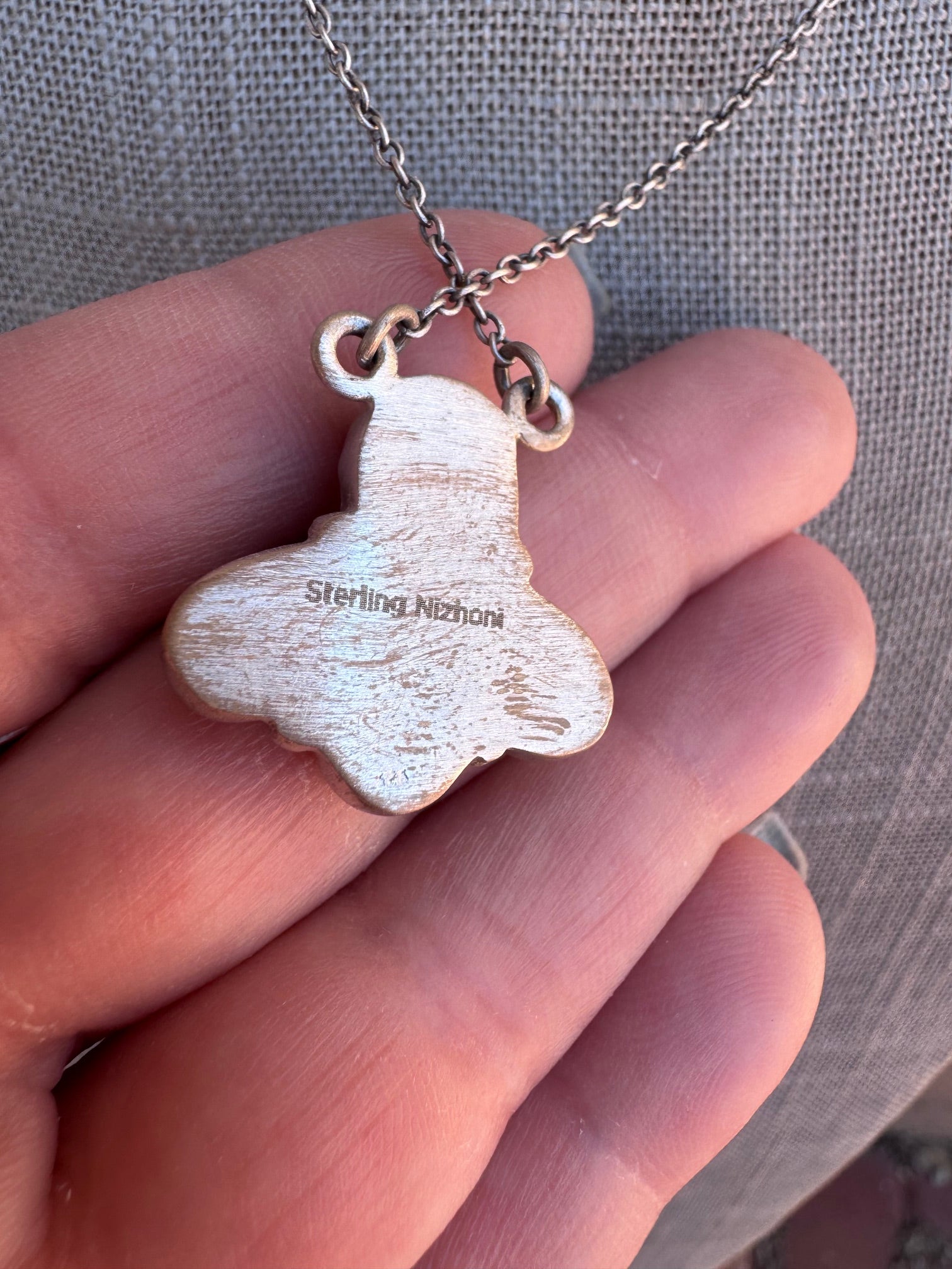 Handmade Sterling Silver Cotton Candy Necklace with Signed Nizhoni