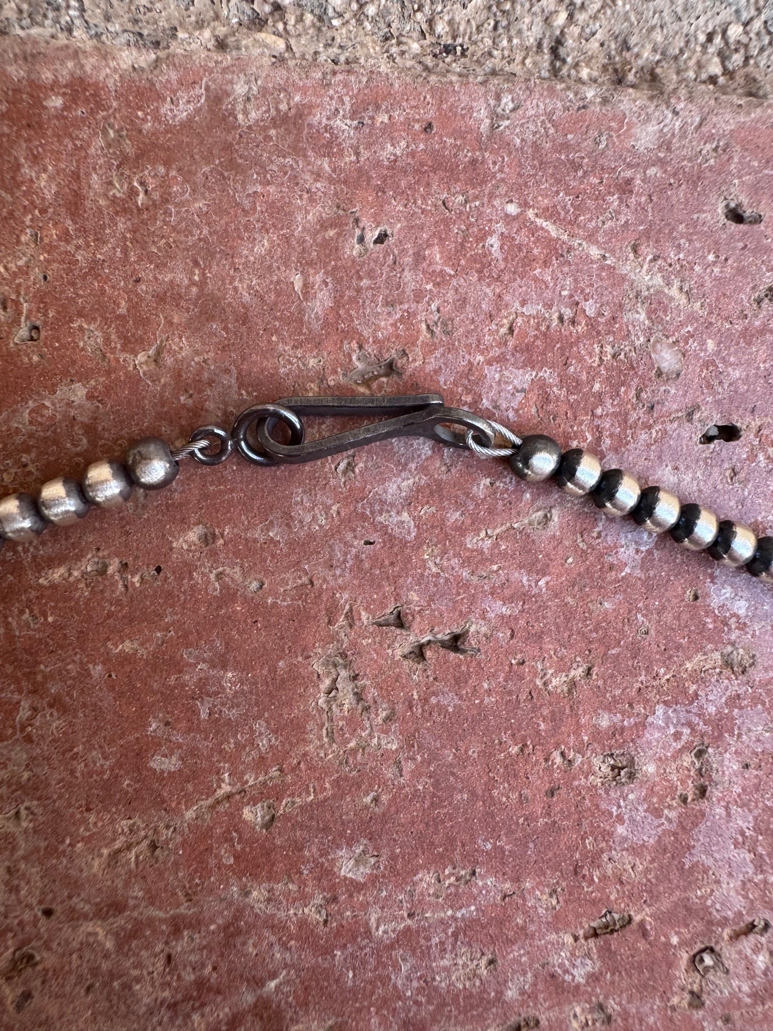 Handcrafted Sterling Silver & Kingman Turquoise 3-8mm Beaded Necklace 16"