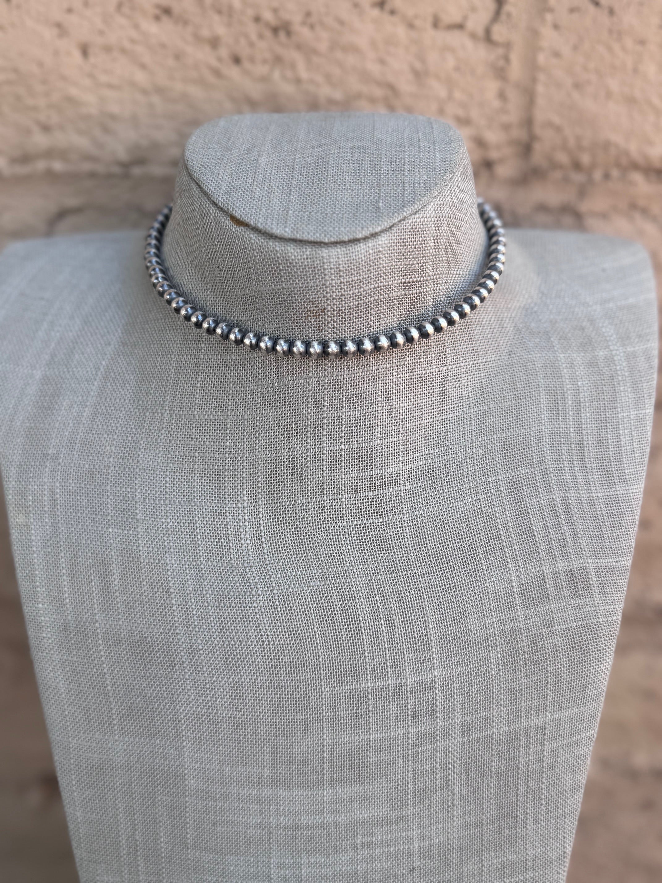 Handcrafted Sterling Silver Pearl 5mm Beaded Wrap Choker Necklace