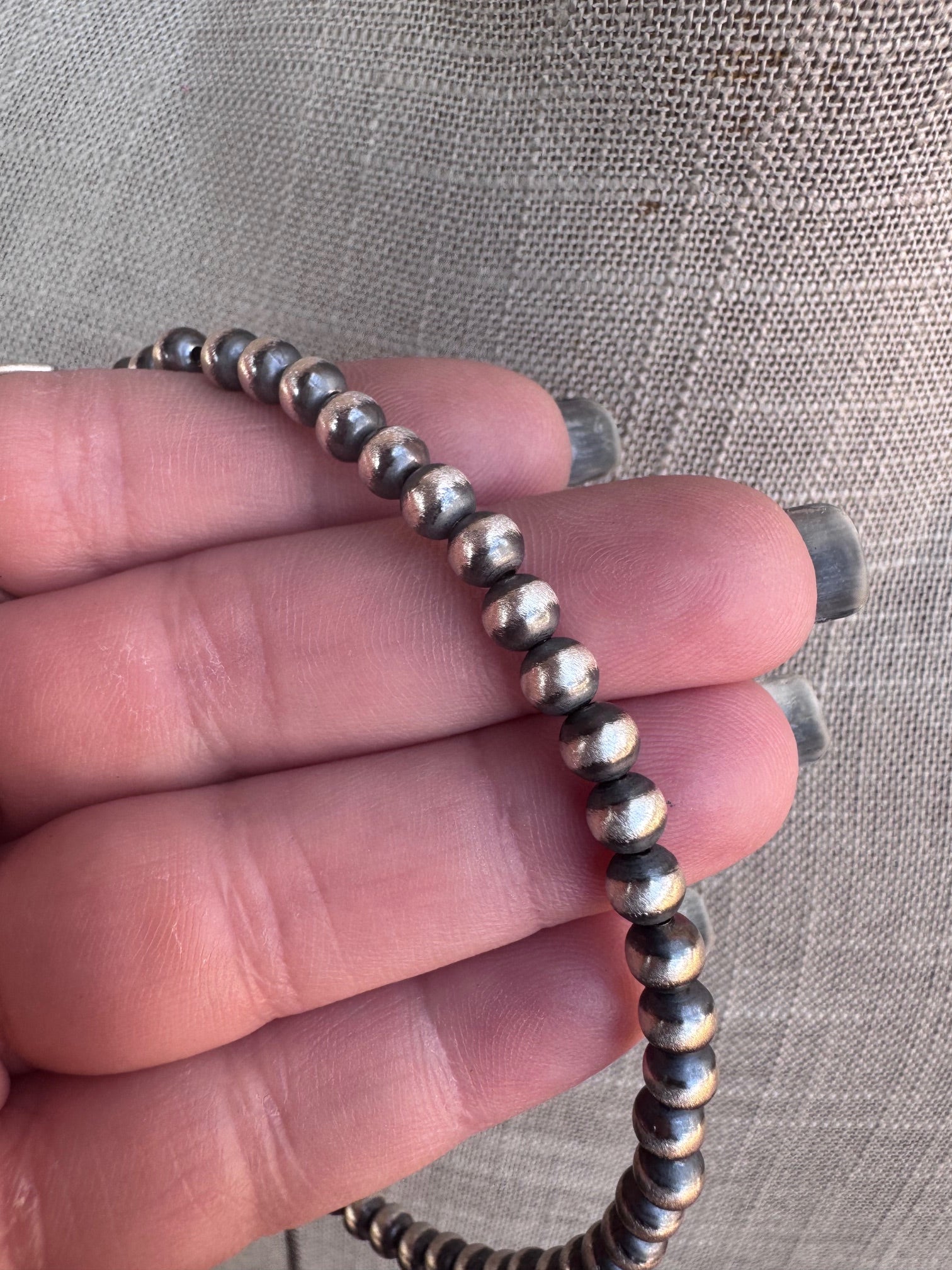 Handcrafted Sterling Silver Pearl 5mm Beaded Wrap Choker Necklace