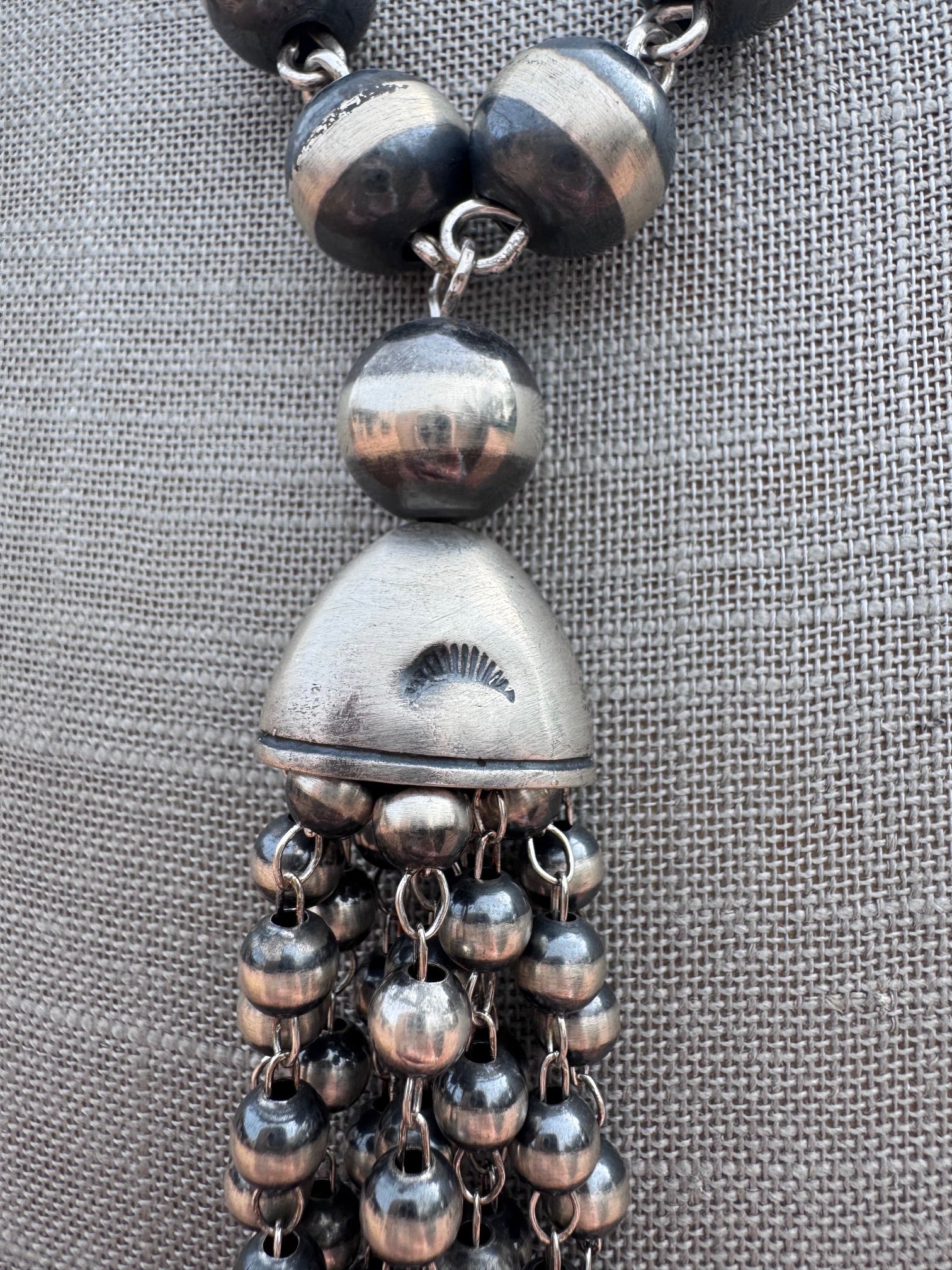 Handcrafted Sterling Silver Tassel 6-12mm Beaded Necklace