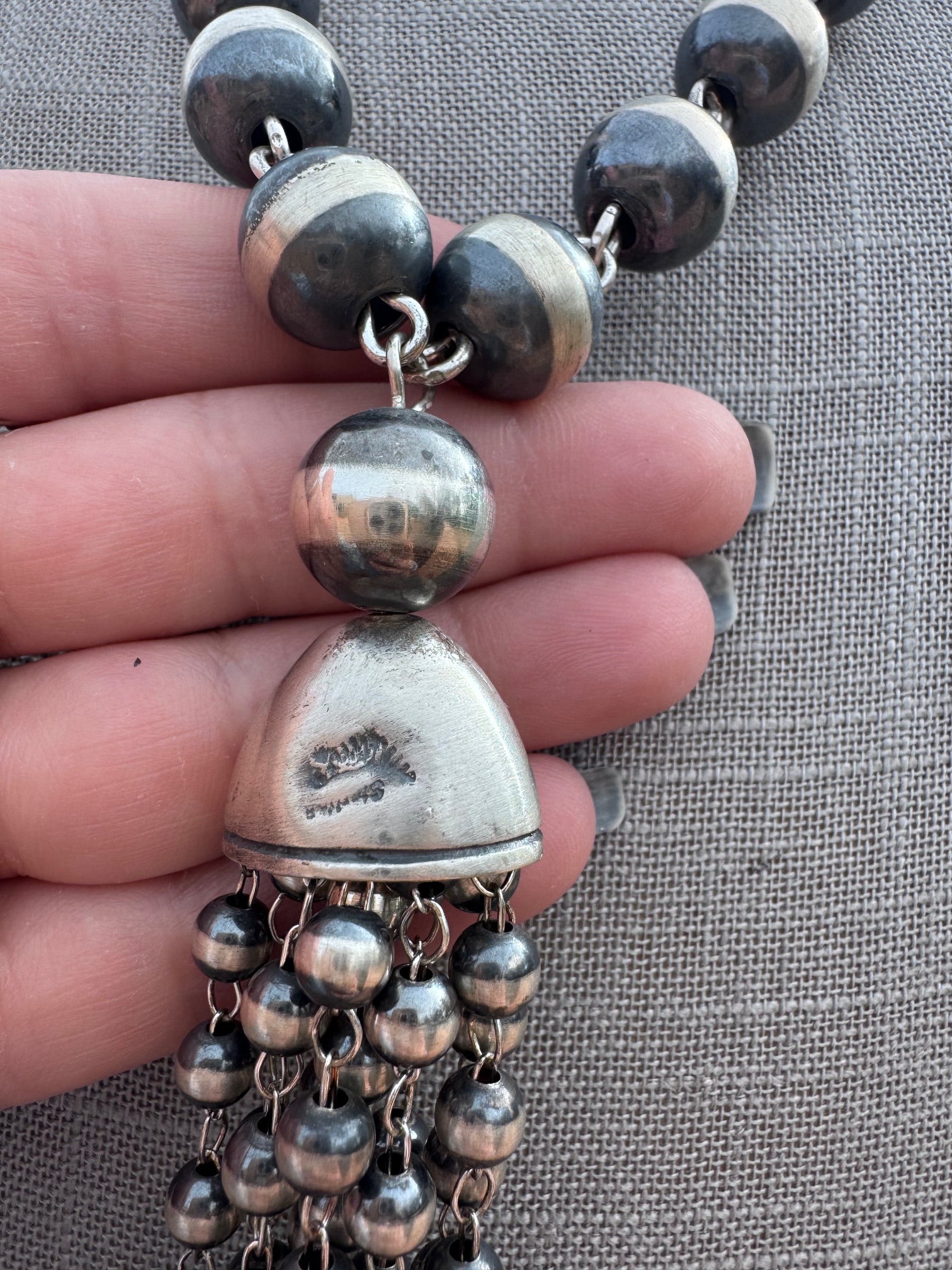 Handcrafted Sterling Silver Tassel 6-12mm Beaded Necklace