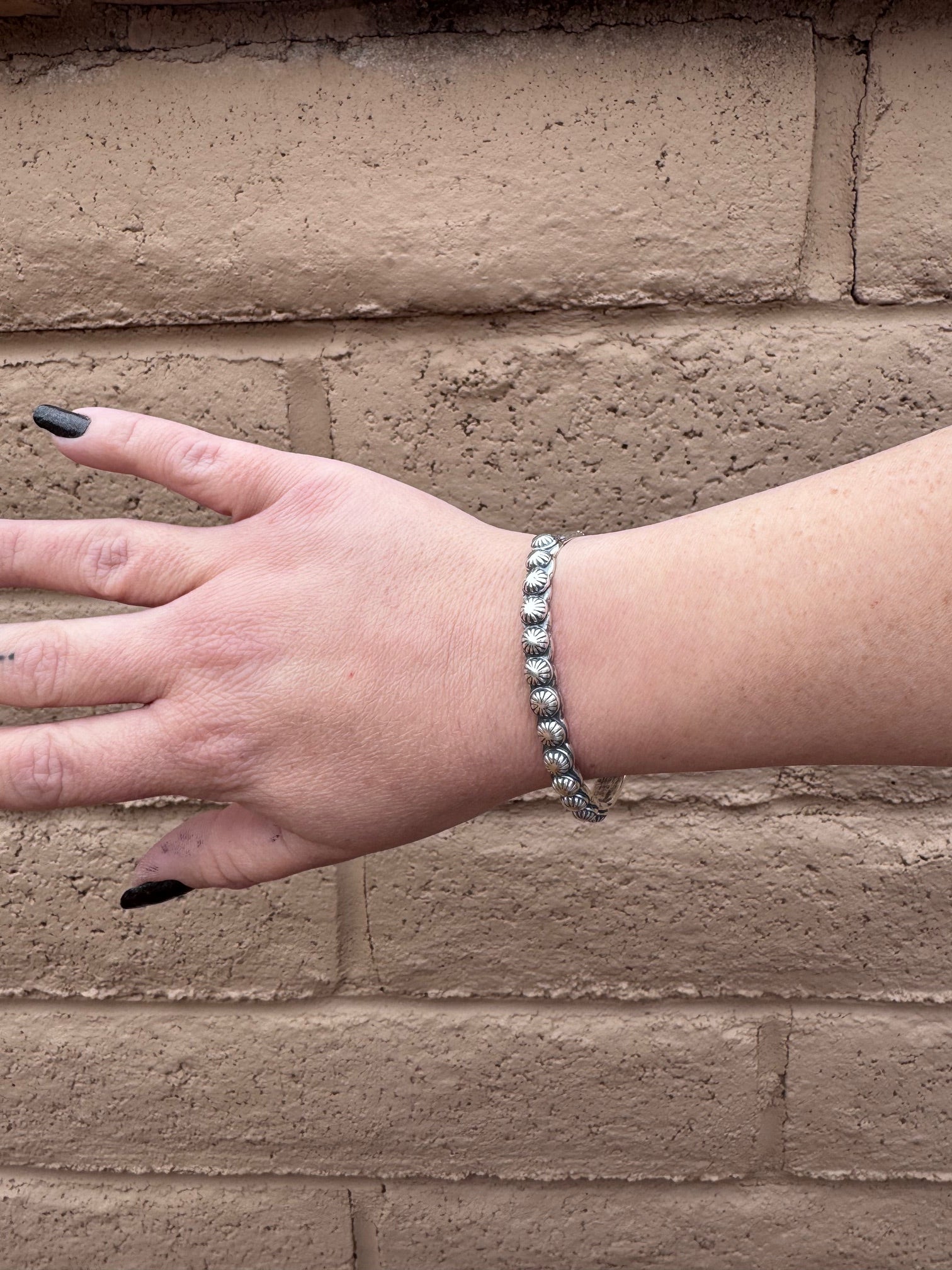 Handcrafted Sterling Silver Studded Cuff Bracelet