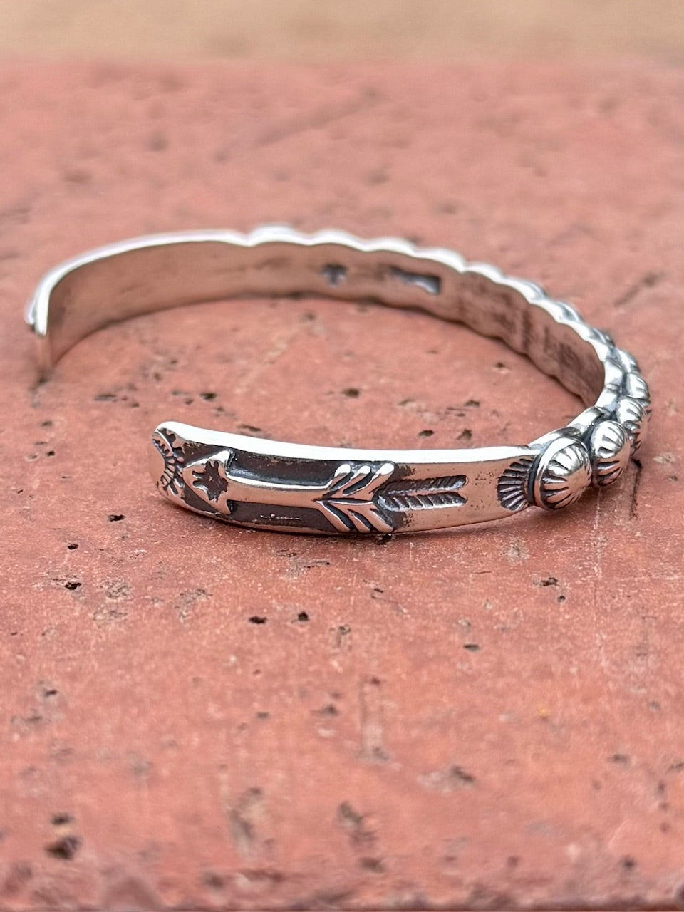 Handcrafted Sterling Silver Studded Cuff Bracelet