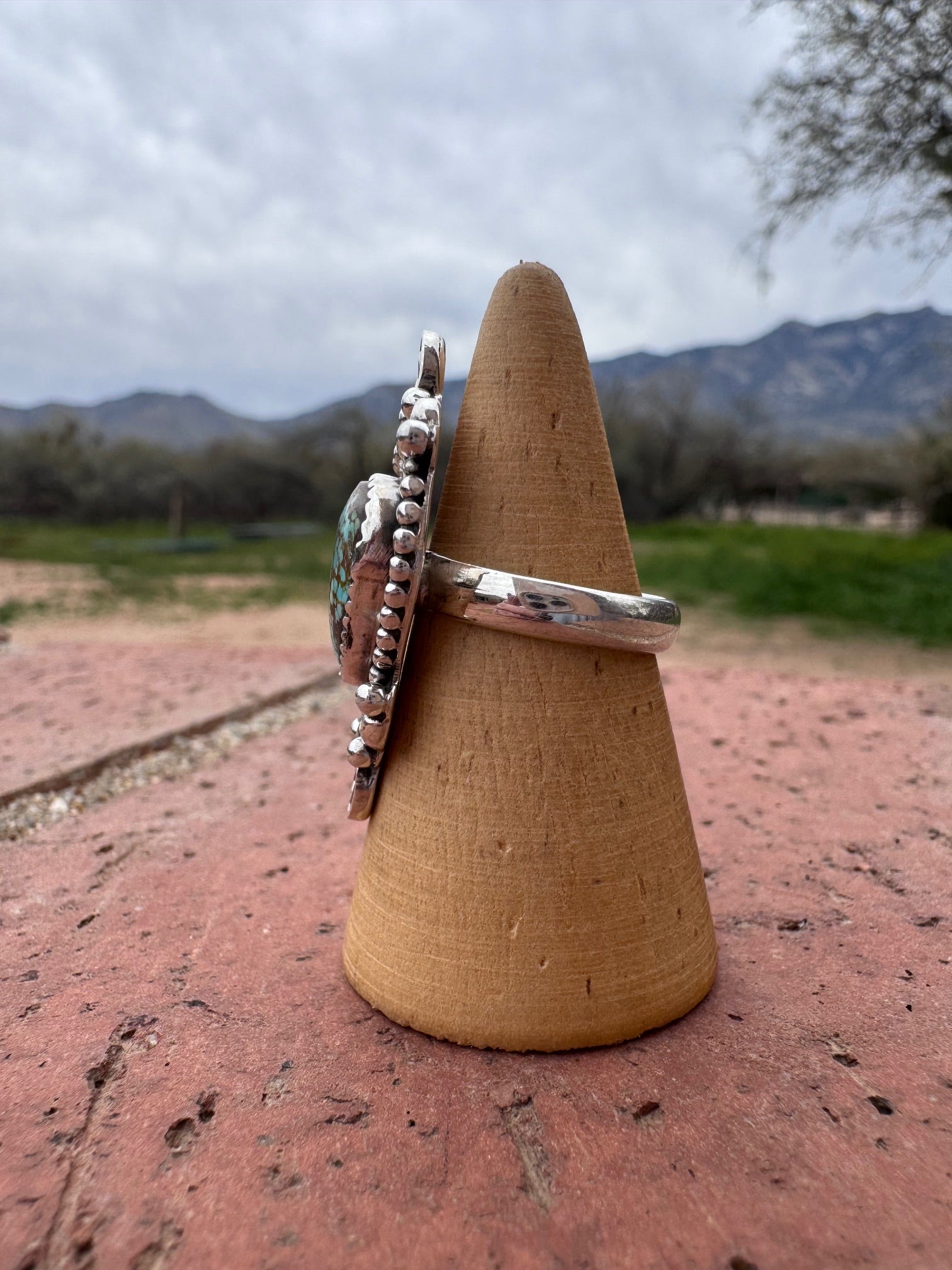 Nizhoni Handmade Number 8 Turquoise & Sterling Silver Heart Ring Size 6.75